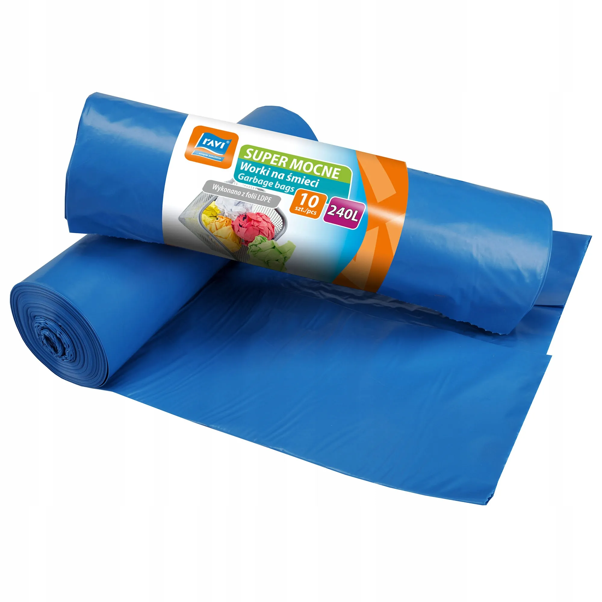 „Ravi“ itin tvirti šiukšlių maišai, 240 litrų, 10 vnt.