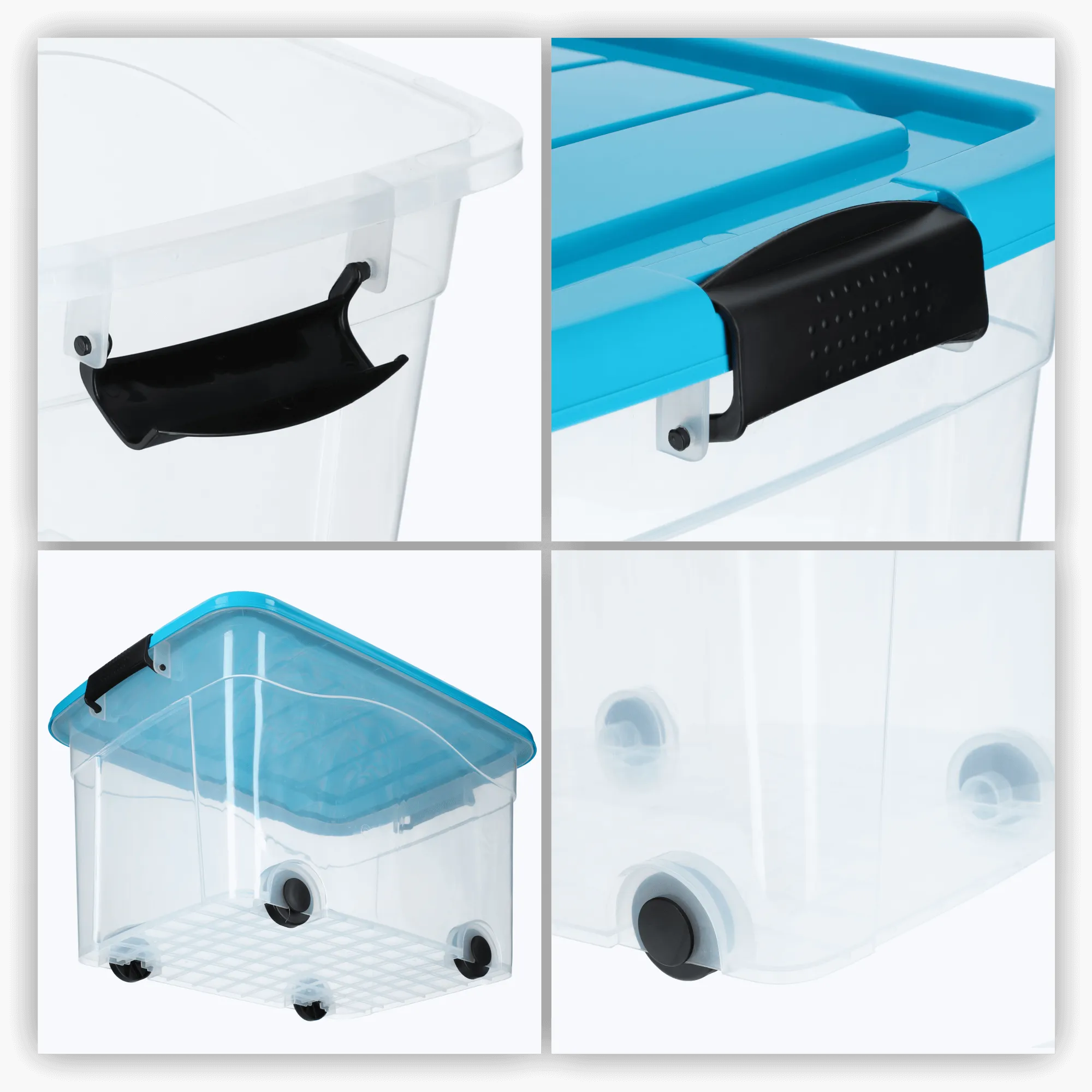 Vado 40 litrų plastikinė šiukšliadėžė su ratukais, mėlyna