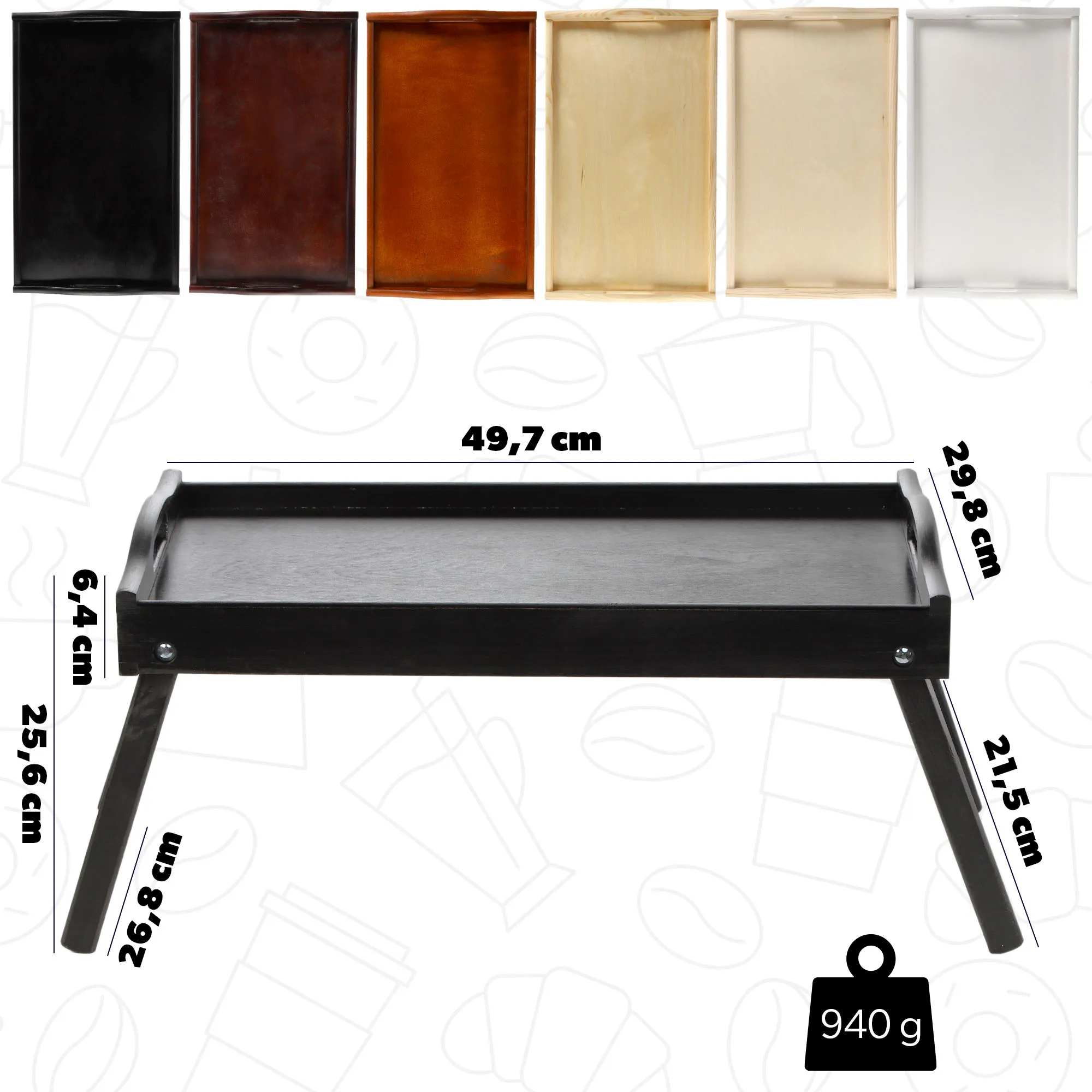 „Solia“ pusryčių stalas, nešiojamam kompiuteriui, 50 cm, juodas