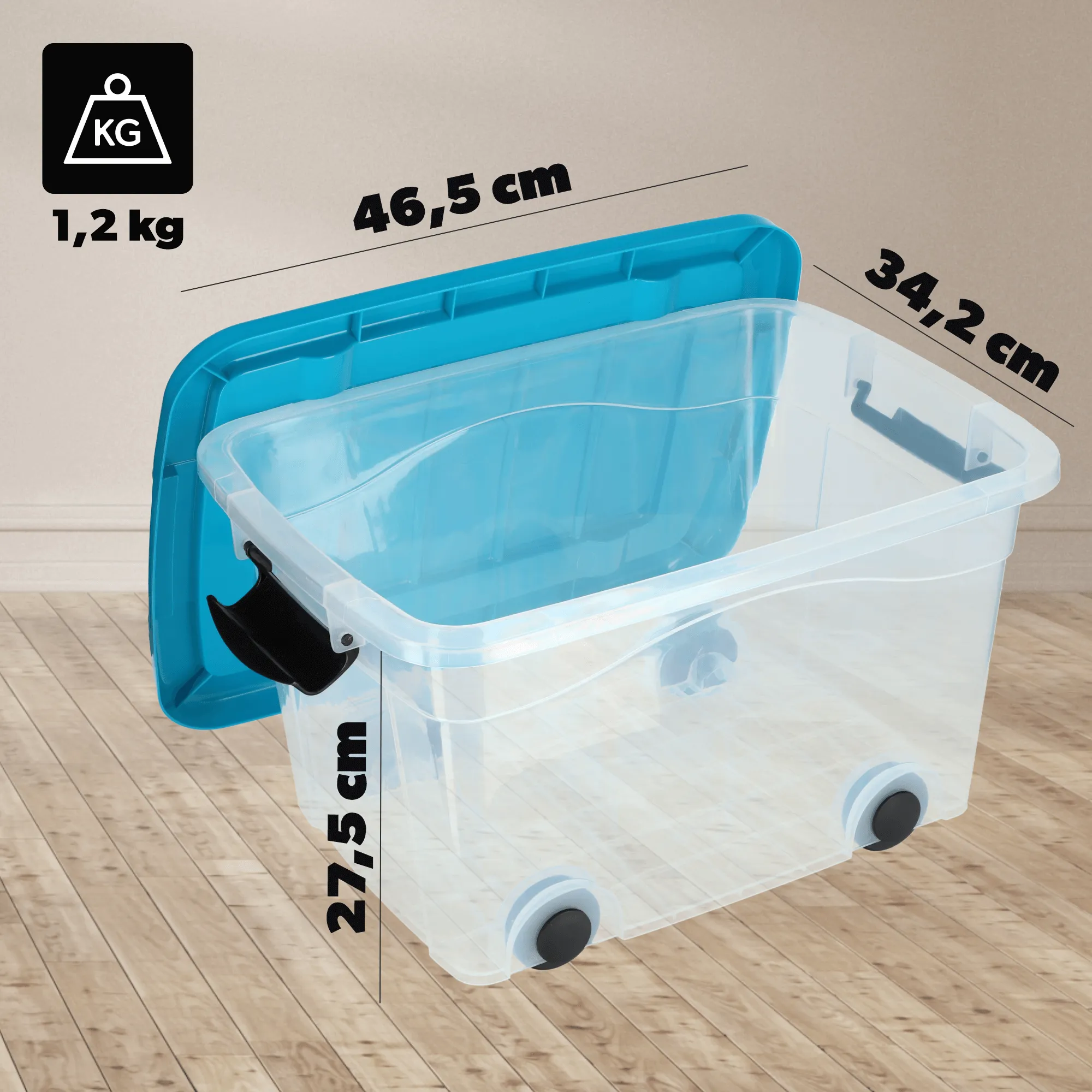 Vado 20 l plastikinis šiukšliadėžė su ratukais, mėlynas