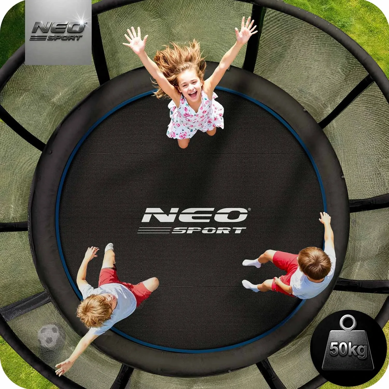183 cm ilgio sodo batutas su lauko tinklu ir kopėčiomis „Neo-Sport“ - nuotrauka 1