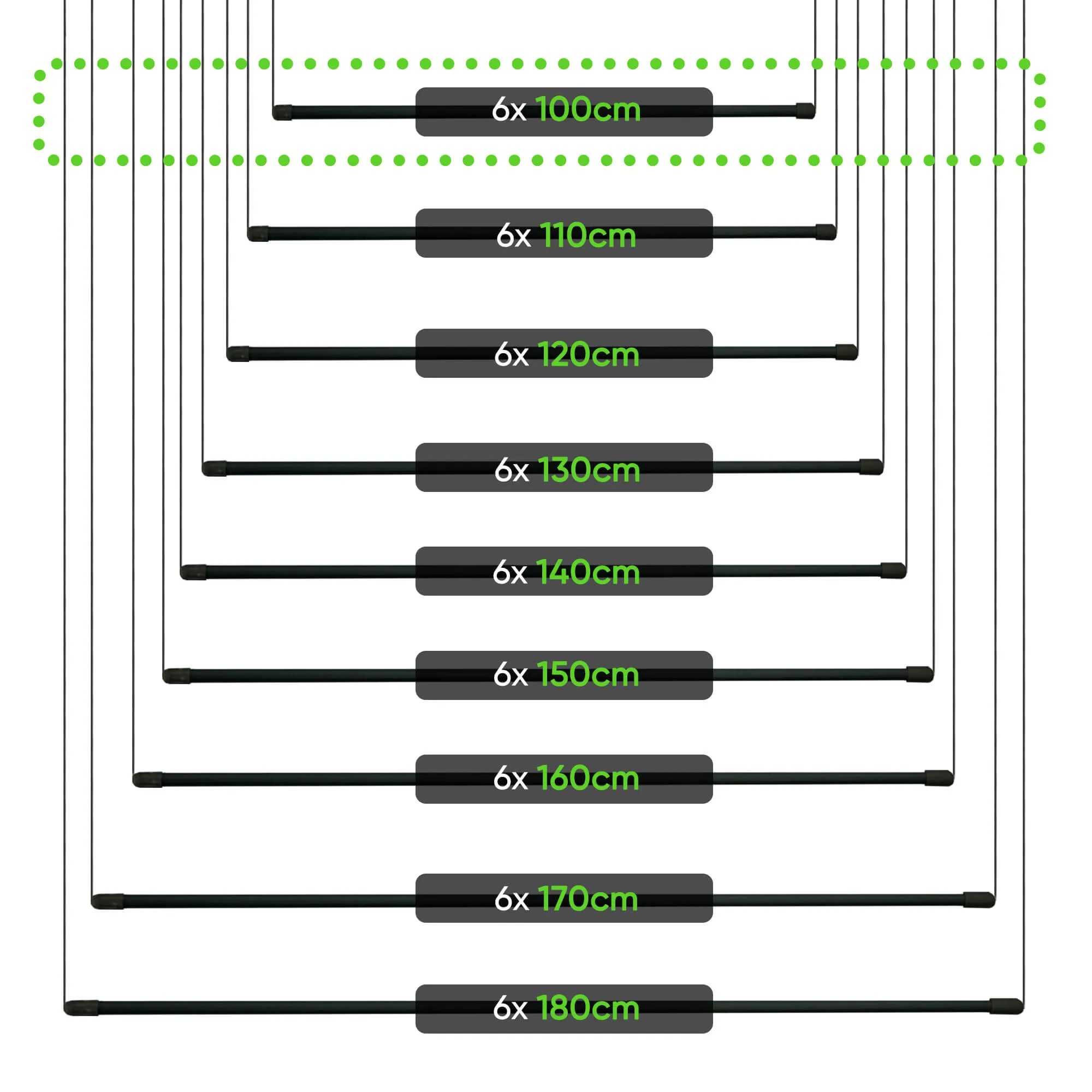 „Torp“ prie lubų montuojama drabužių džiovyklė, 6 stovai, 100 cm, juoda