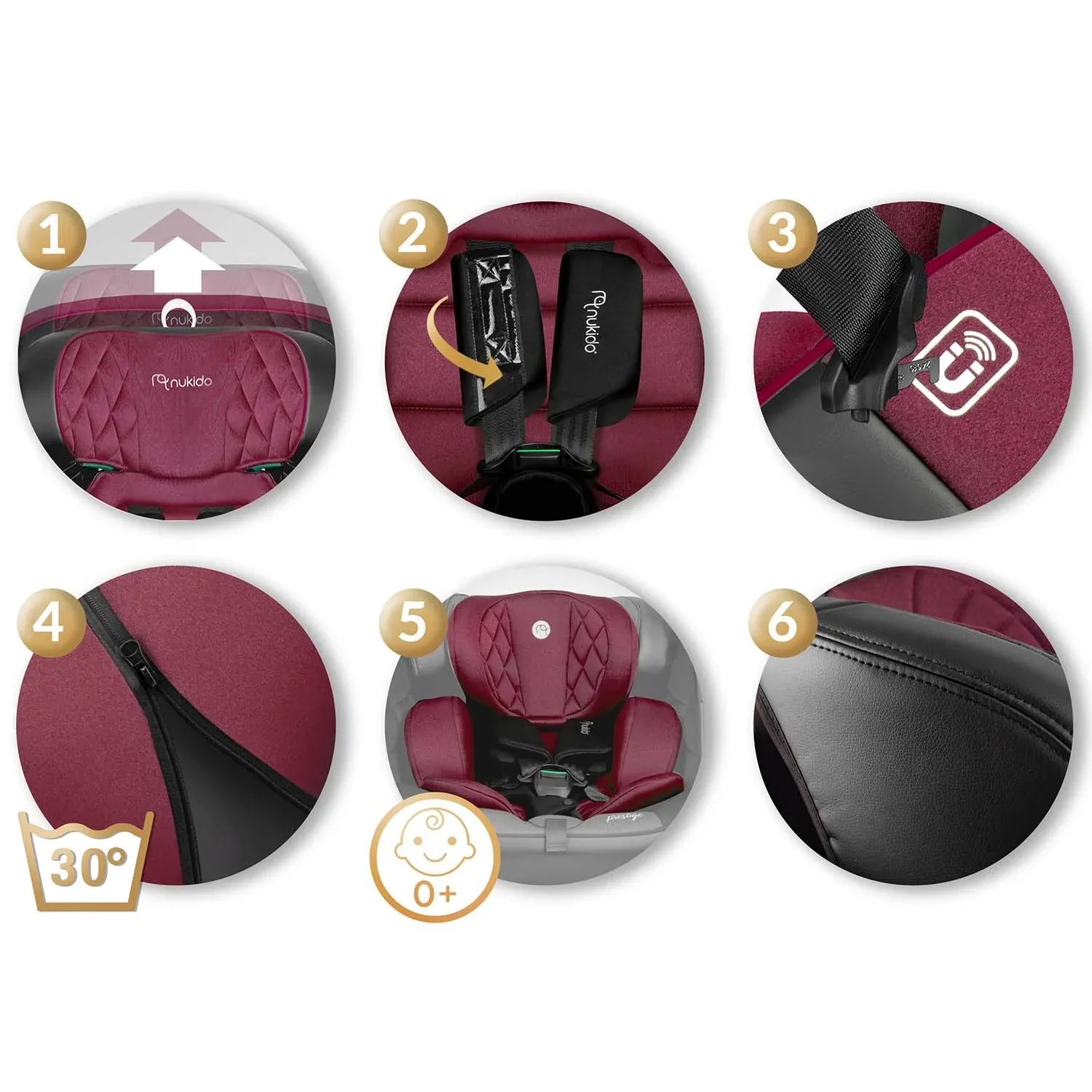 „Nukido Prestige Line“ juodos ir rožinės spalvos automobilinė kėdutė, 0-36 kg, ISOFIX - nuotrauka 1