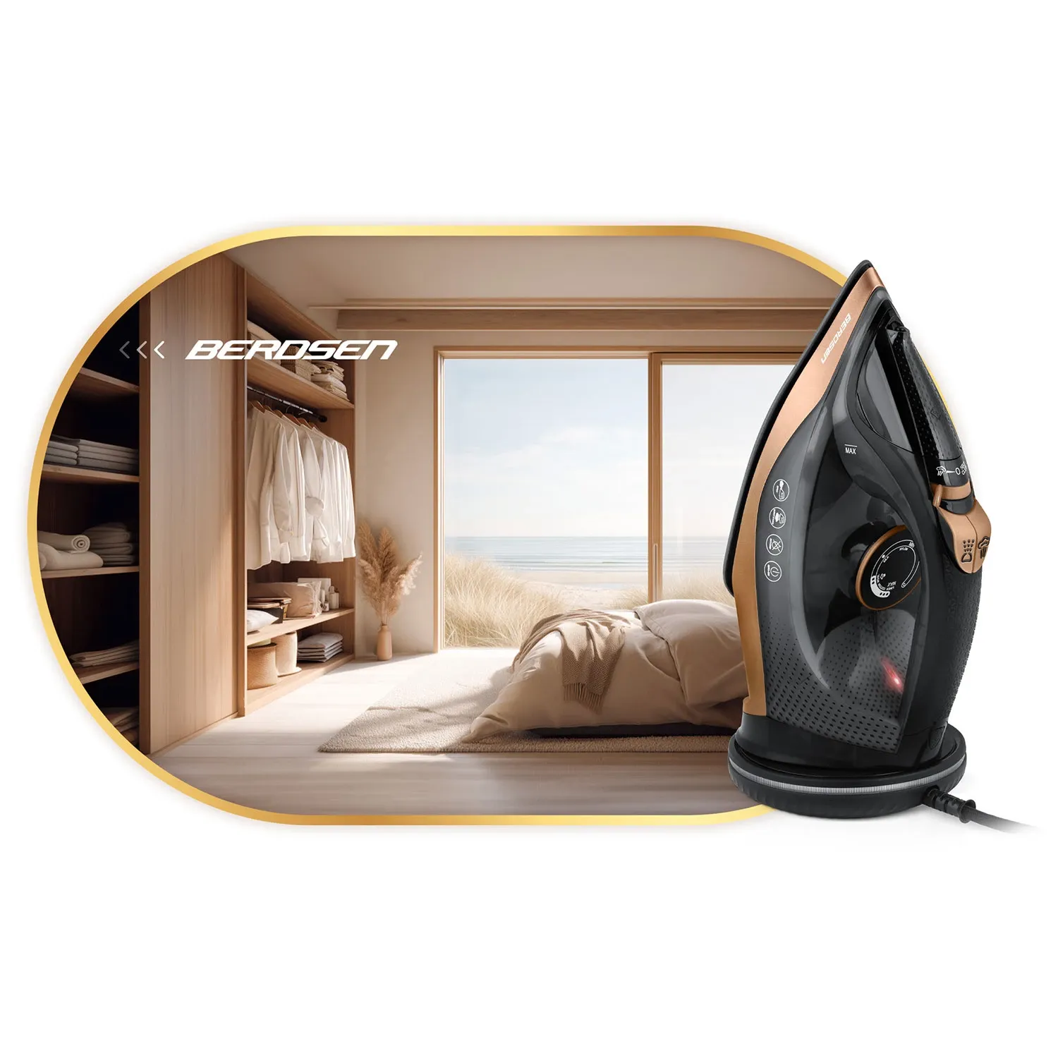 Belaidis garinis lygintuvas 2600 W, Berdsen BD-333, su keramine danga - nuotrauka 1