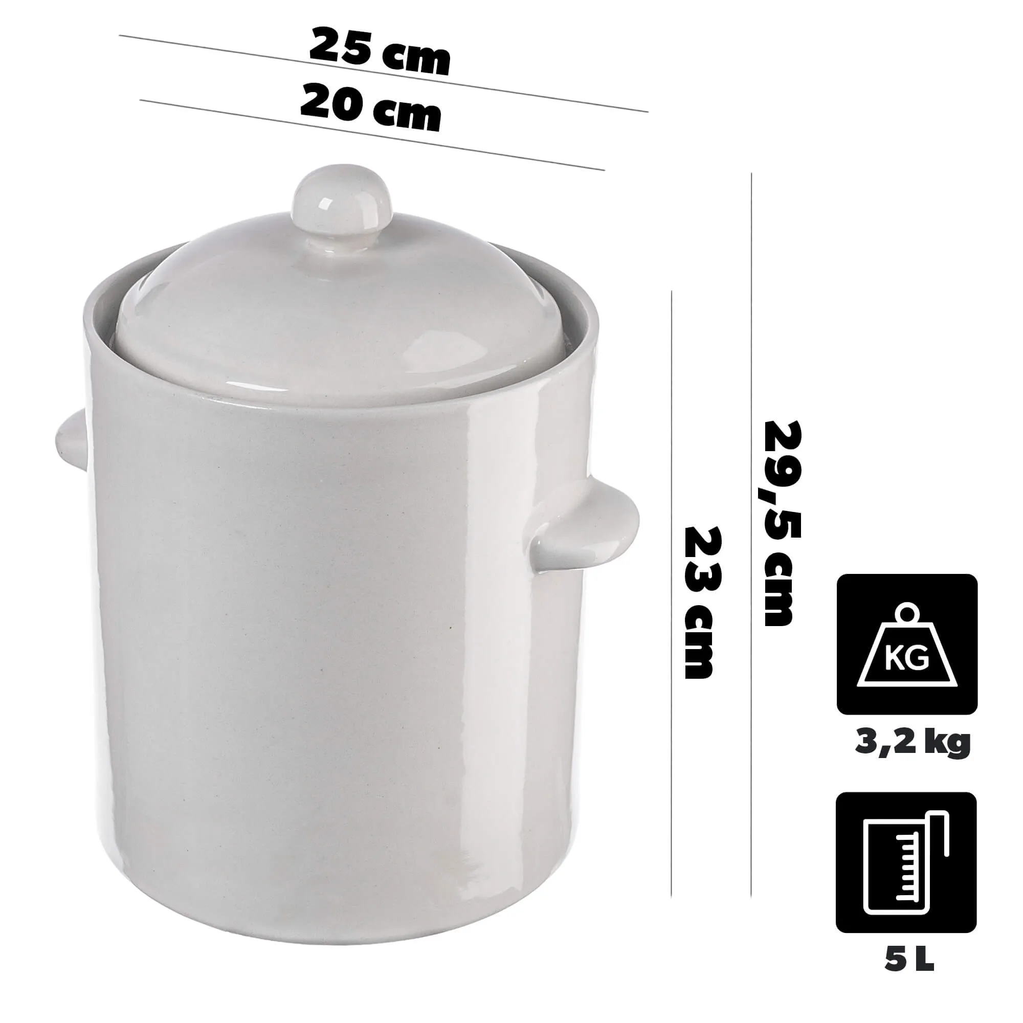 Athena 5 l sandarus keraminis puodas su kreminiu dangčiu