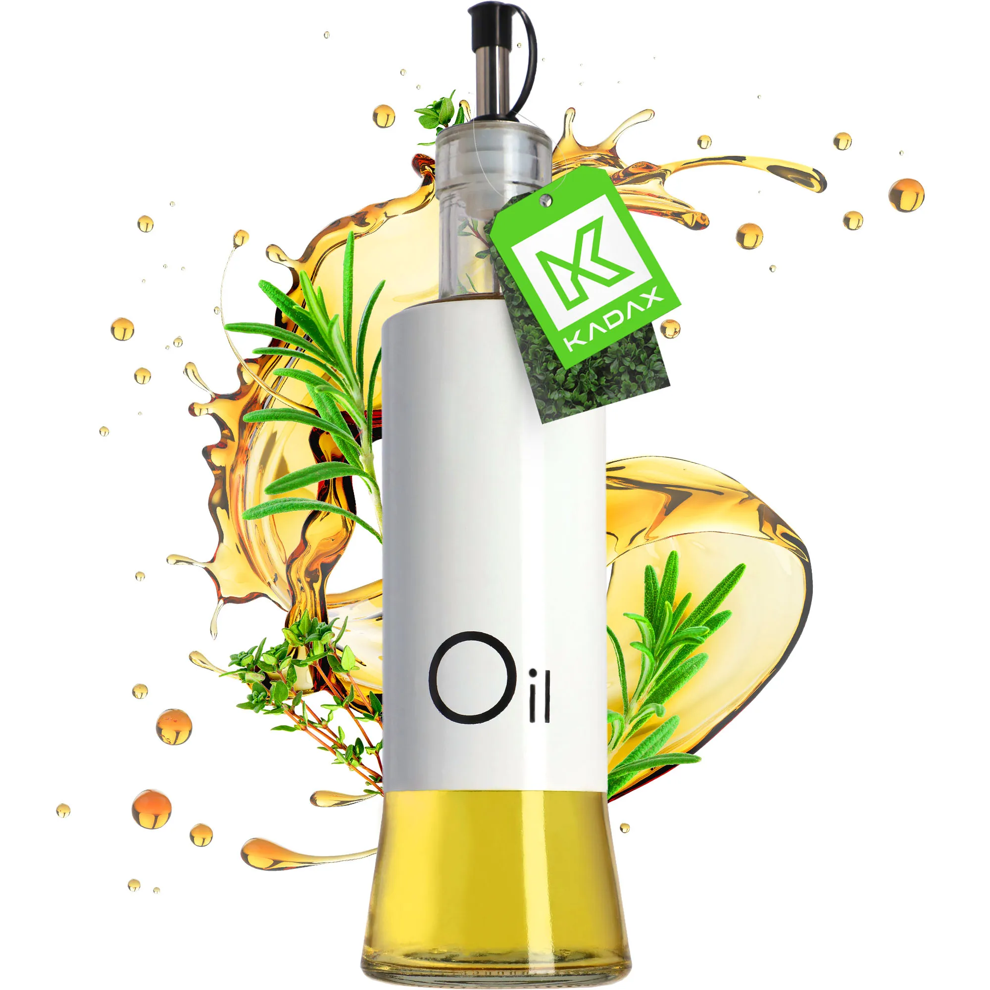 Vats stiklinis alyvuogių aliejaus dozatorius, 280 ml, baltas