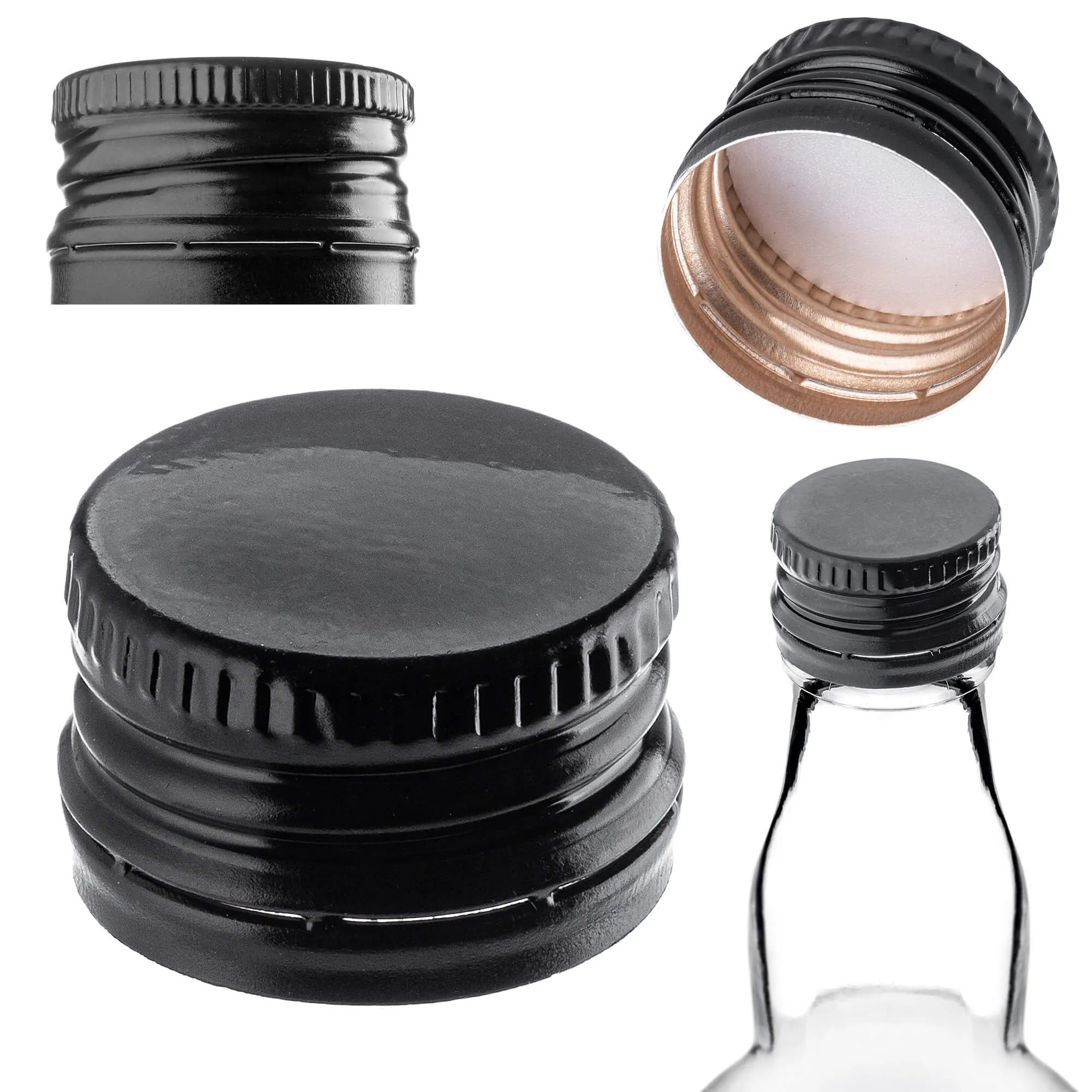 Annot aliumininiai butelių kamšteliai, 28 mm skersmens, juodi, 10 vnt.