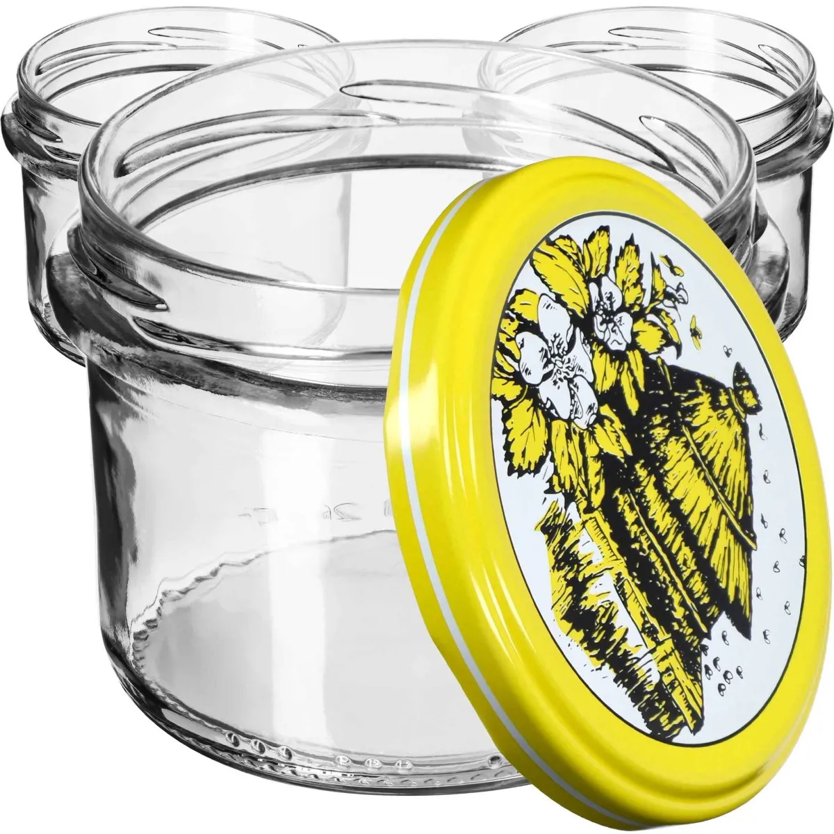Tartu konservavimo stiklainiai 235 ml, 10 vnt., 82 mm + „Bitės“ dangteliai