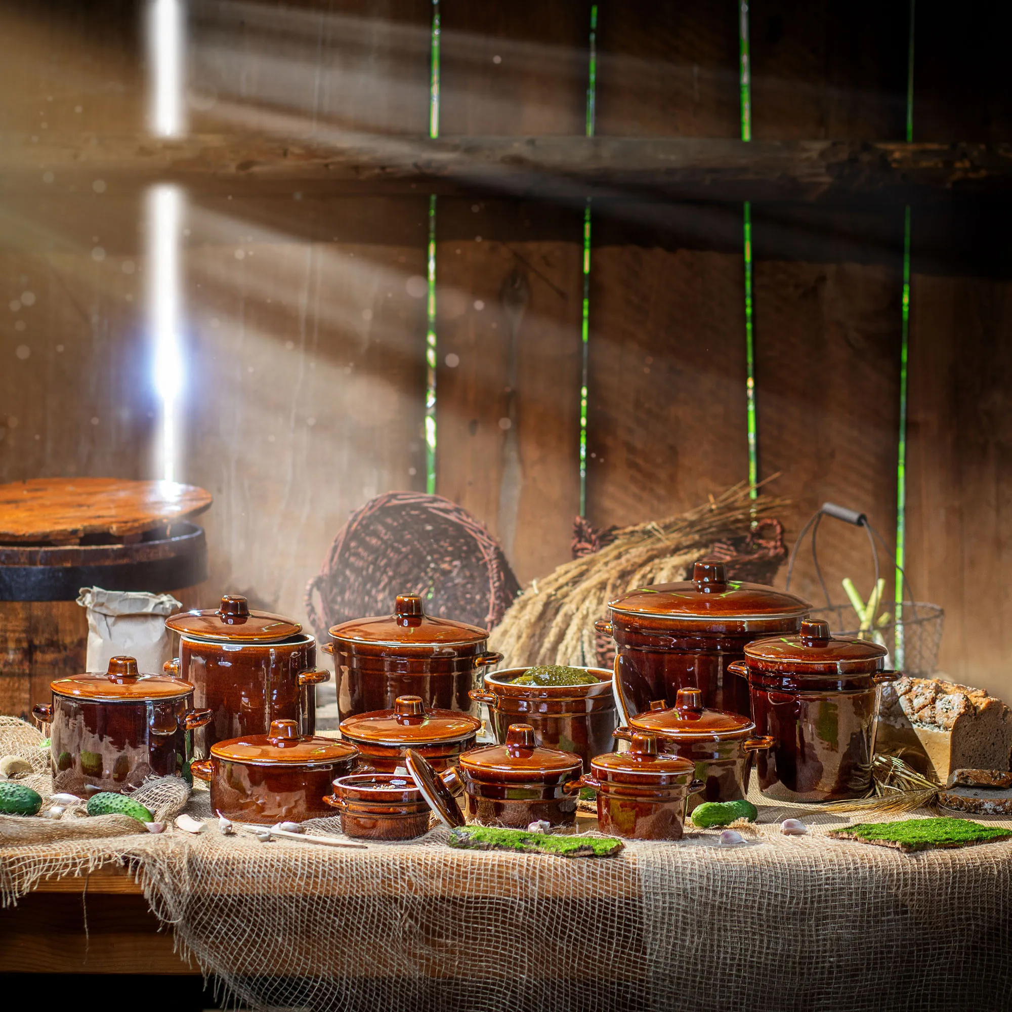 Athena akmens masės puodas 1,5 l 15 cm su dangčiu