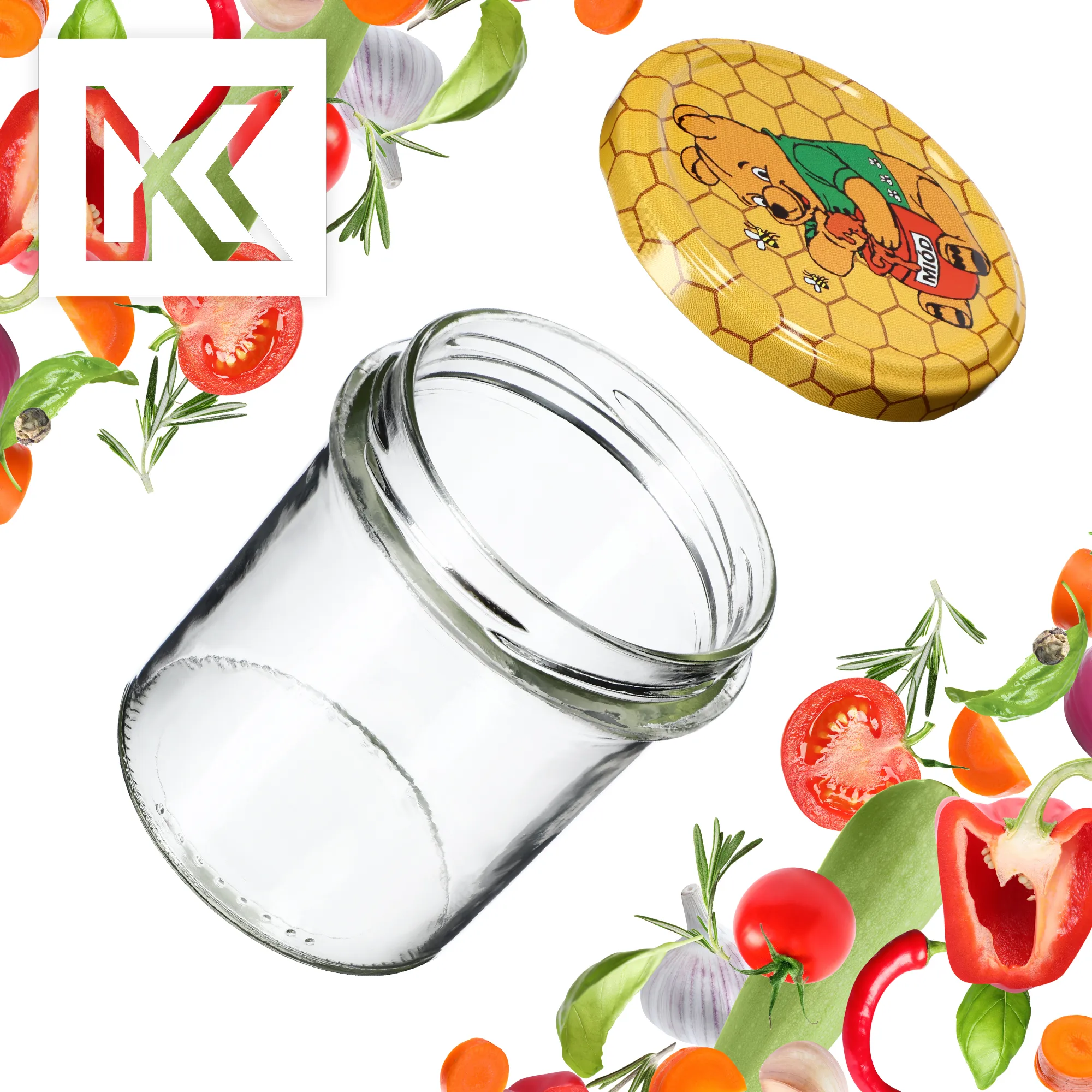 Avila konservavimo stiklainiai 350 ml 10 vnt. 82 mm + dangteliai „Medus“