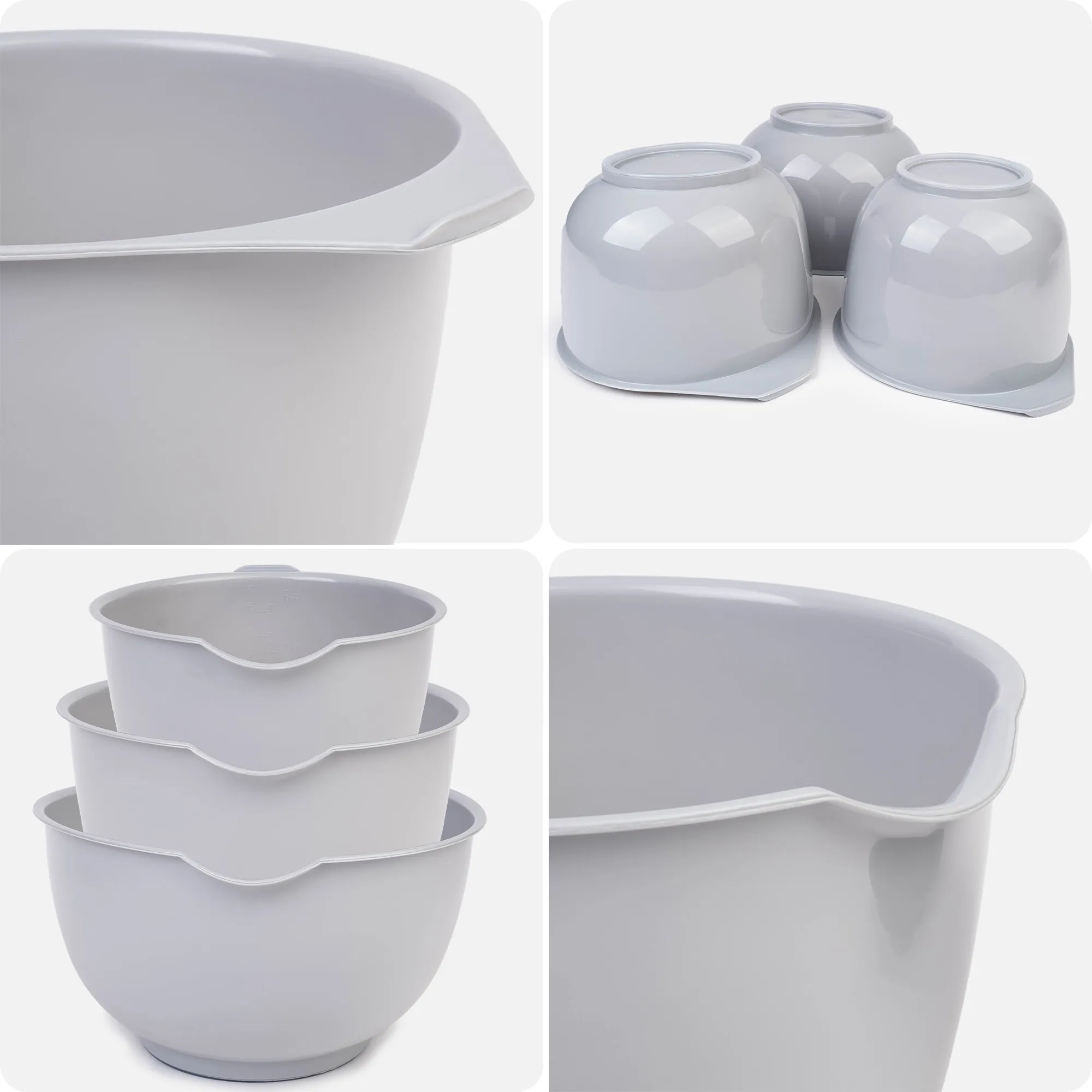 Curver virtuvinių dubenėlių rinkinys 1,5 l + 2 l + 2,5 l, pilkas