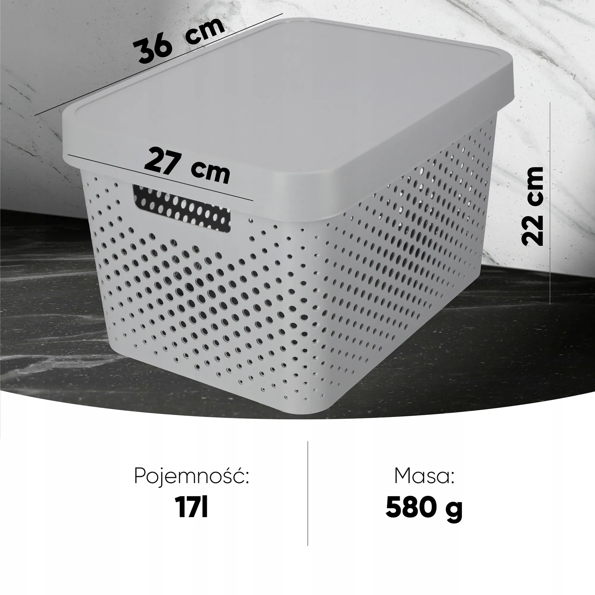 „Curver Infinity Eco“ 17 l talpos indas su dangčiu, pilkas