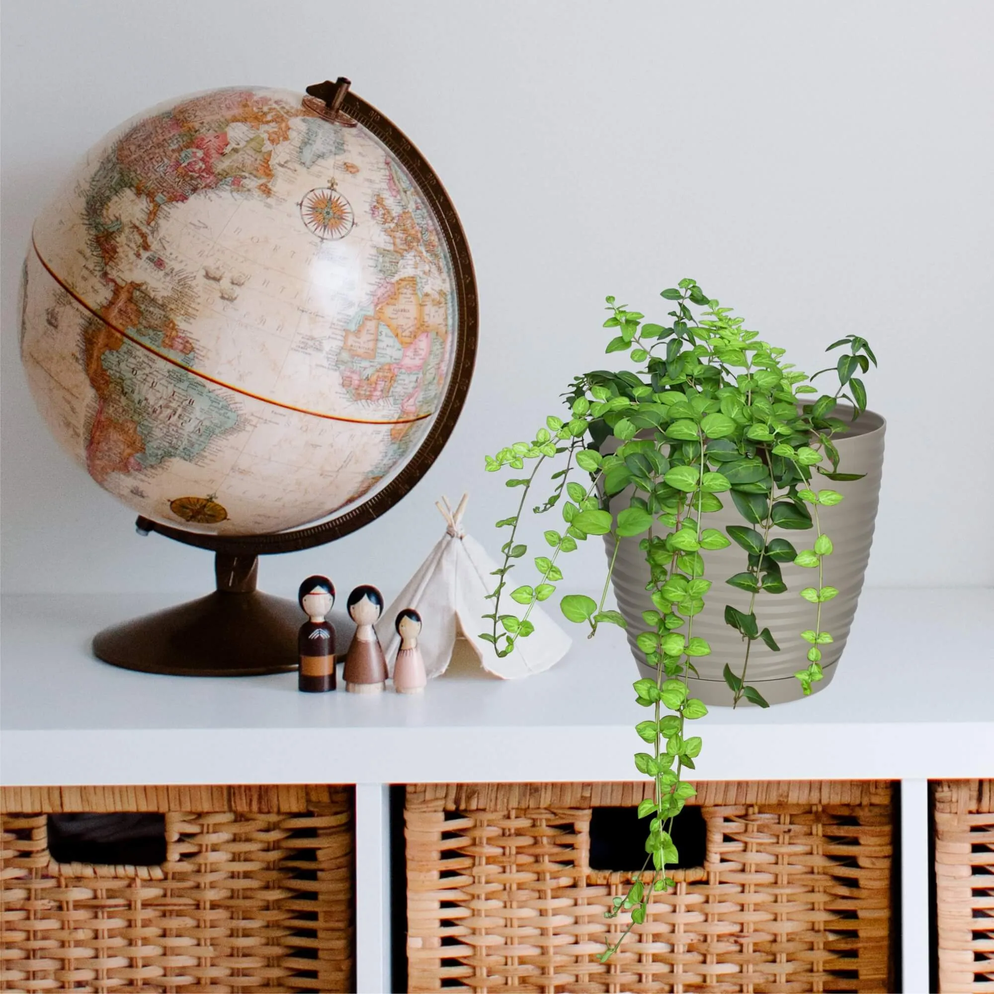 Apvalus gėlių vazonas su lėkštute 13 cm