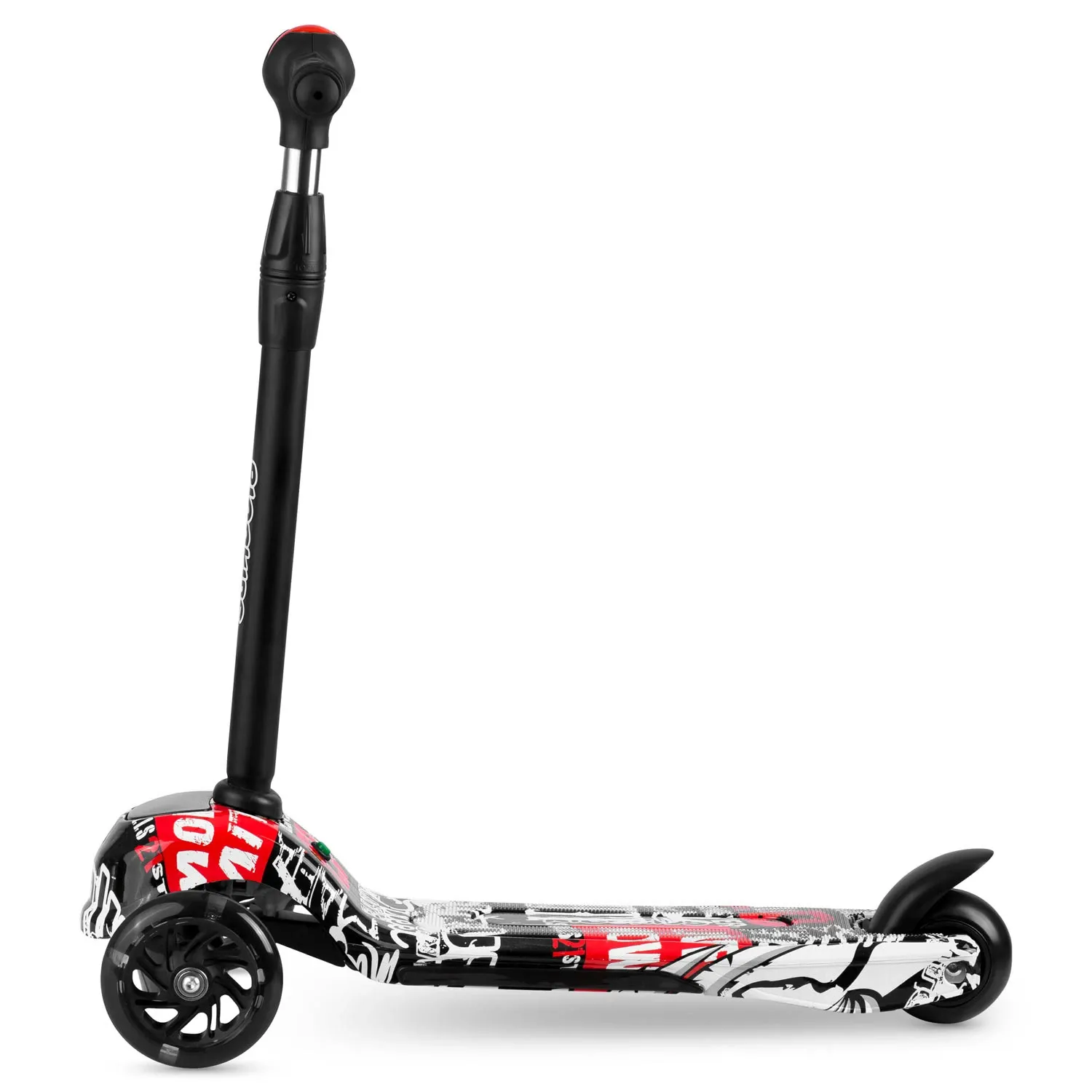 „Ricokids Piko“ triratis paspirtukas – juodas su baltais ir raudonais raštais - nuotrauka 1