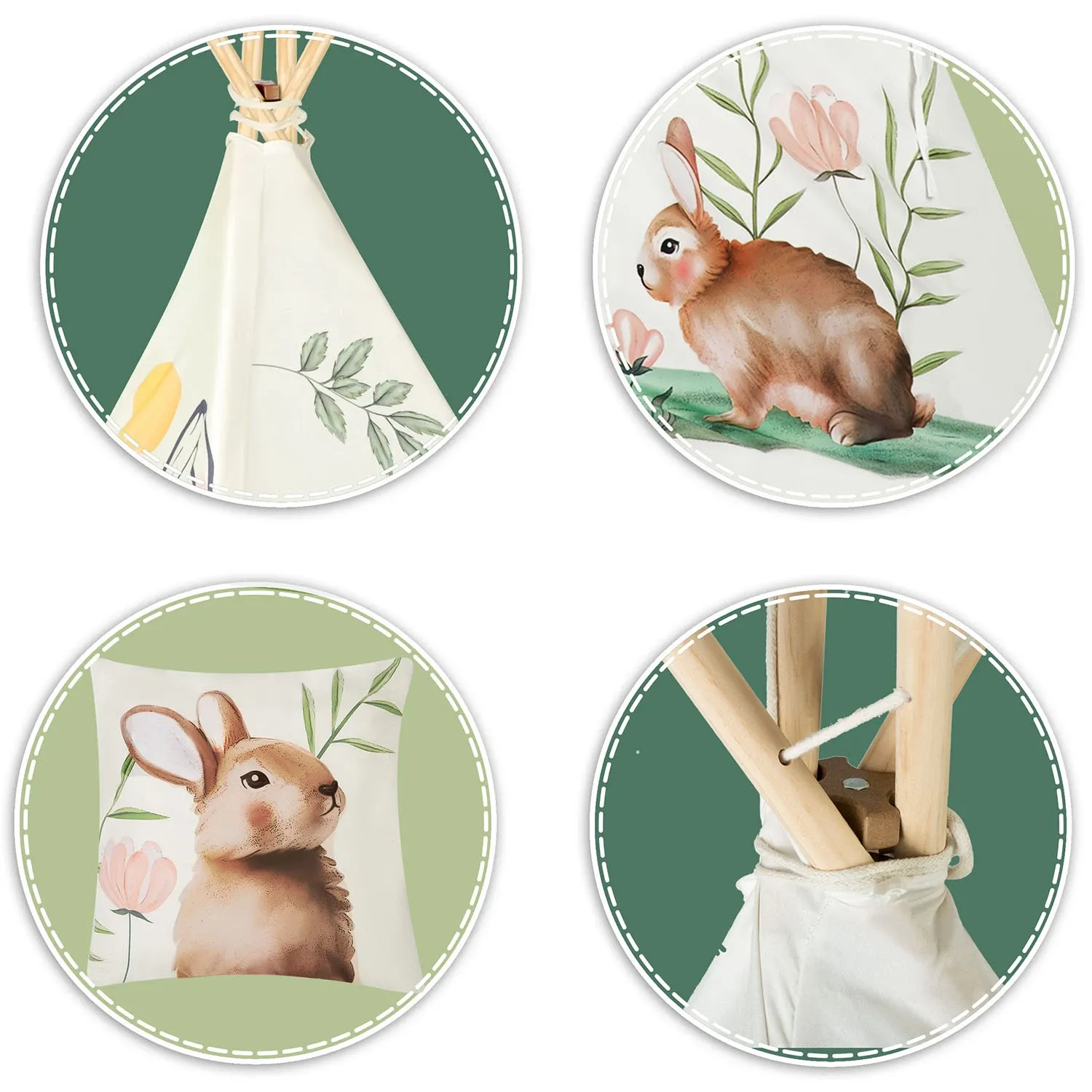 Nukido tipi palapinė vaikams - smėlio spalvos - nuotrauka 1