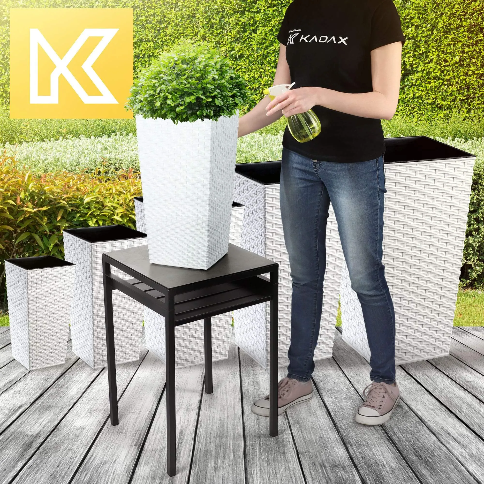 Pesaro rotango gėlių vazonas su įdėklu