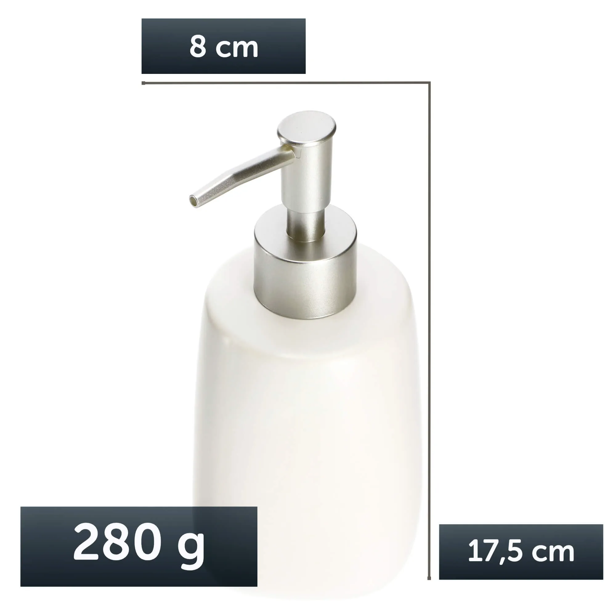 Palmi muilo dozatorius su pompa, 400 ml, baltas
