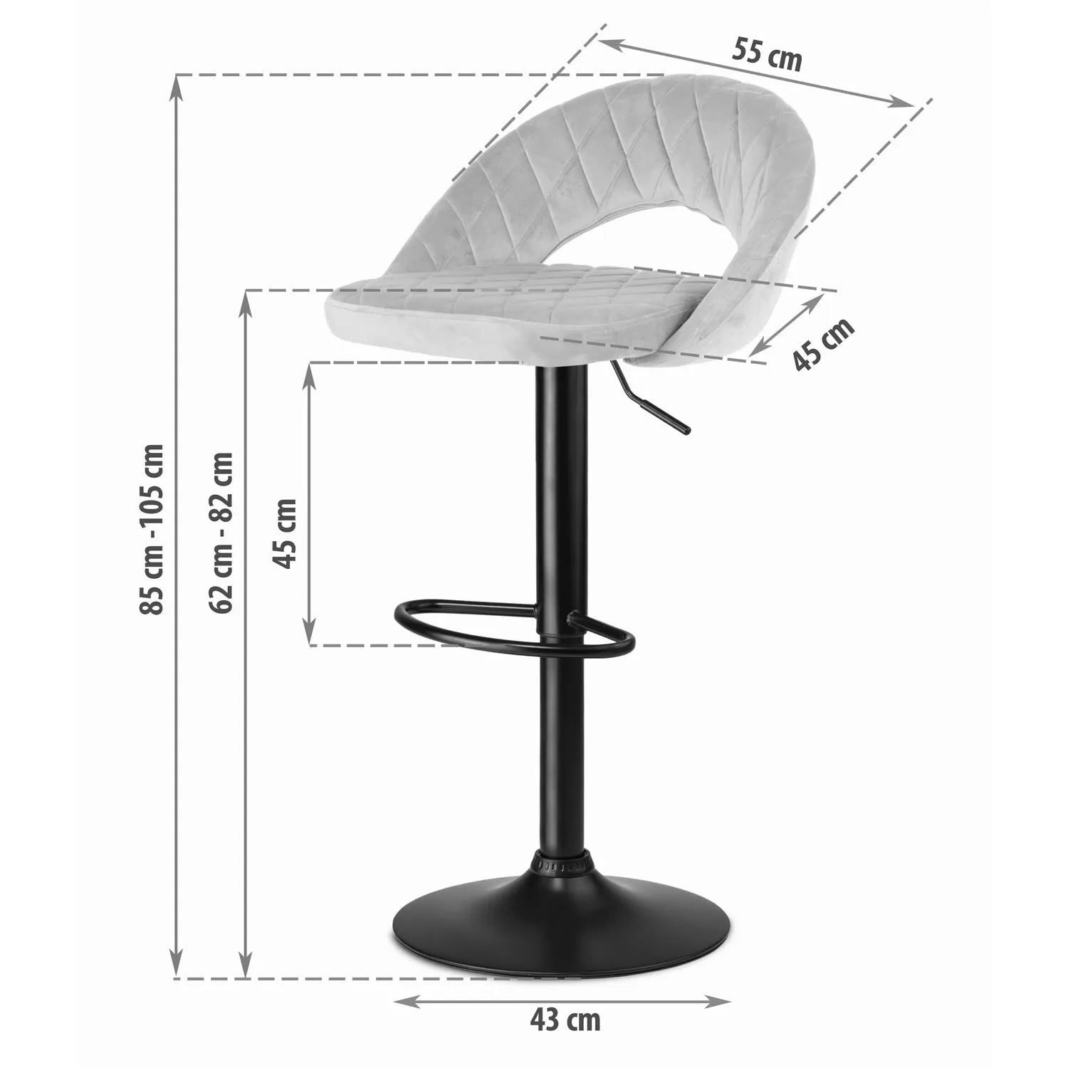 Meva baro kėdė su atlošu, pilka - nuotrauka 1
