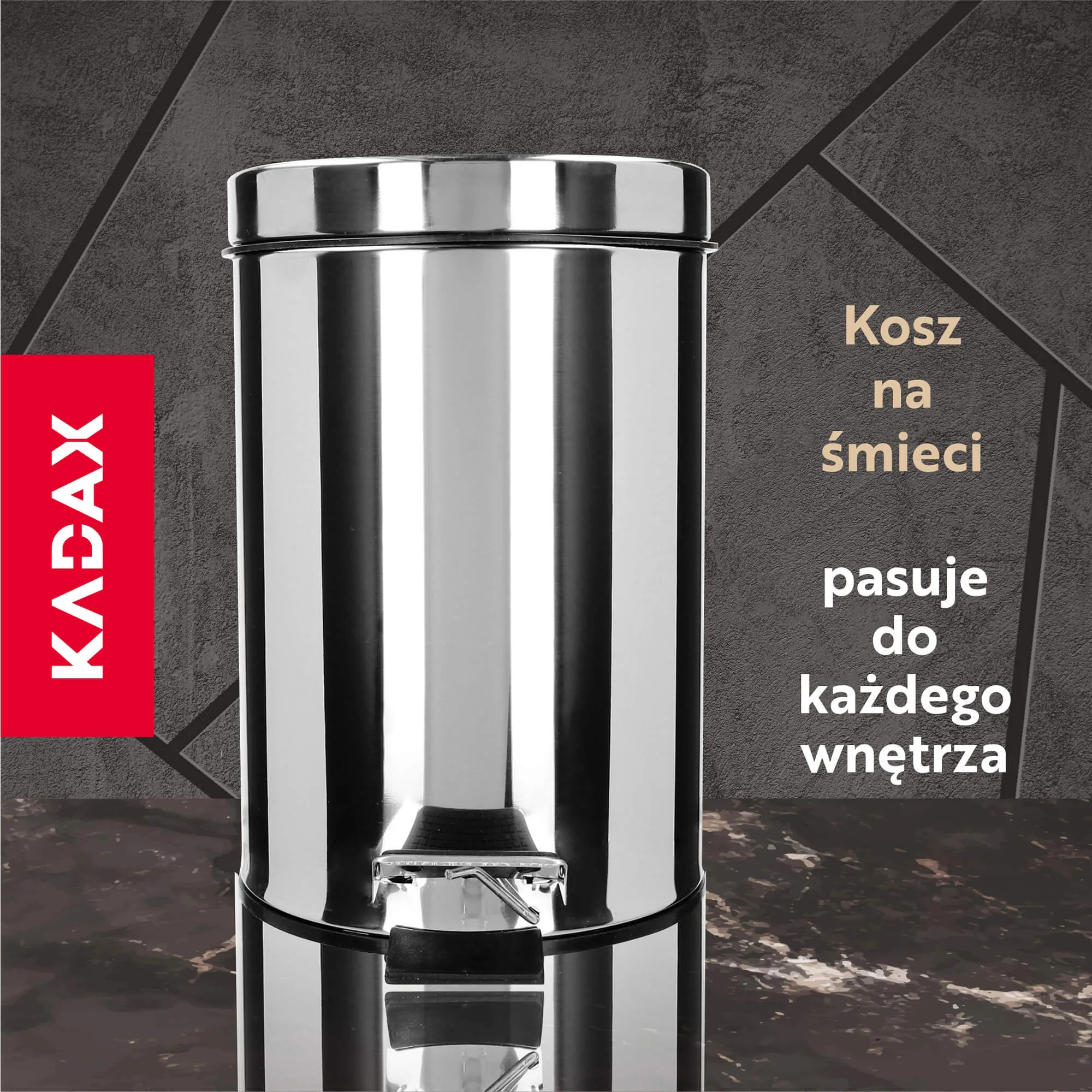 Plieninė šiukšliadėžė su pedalo atidarymu, 5 l