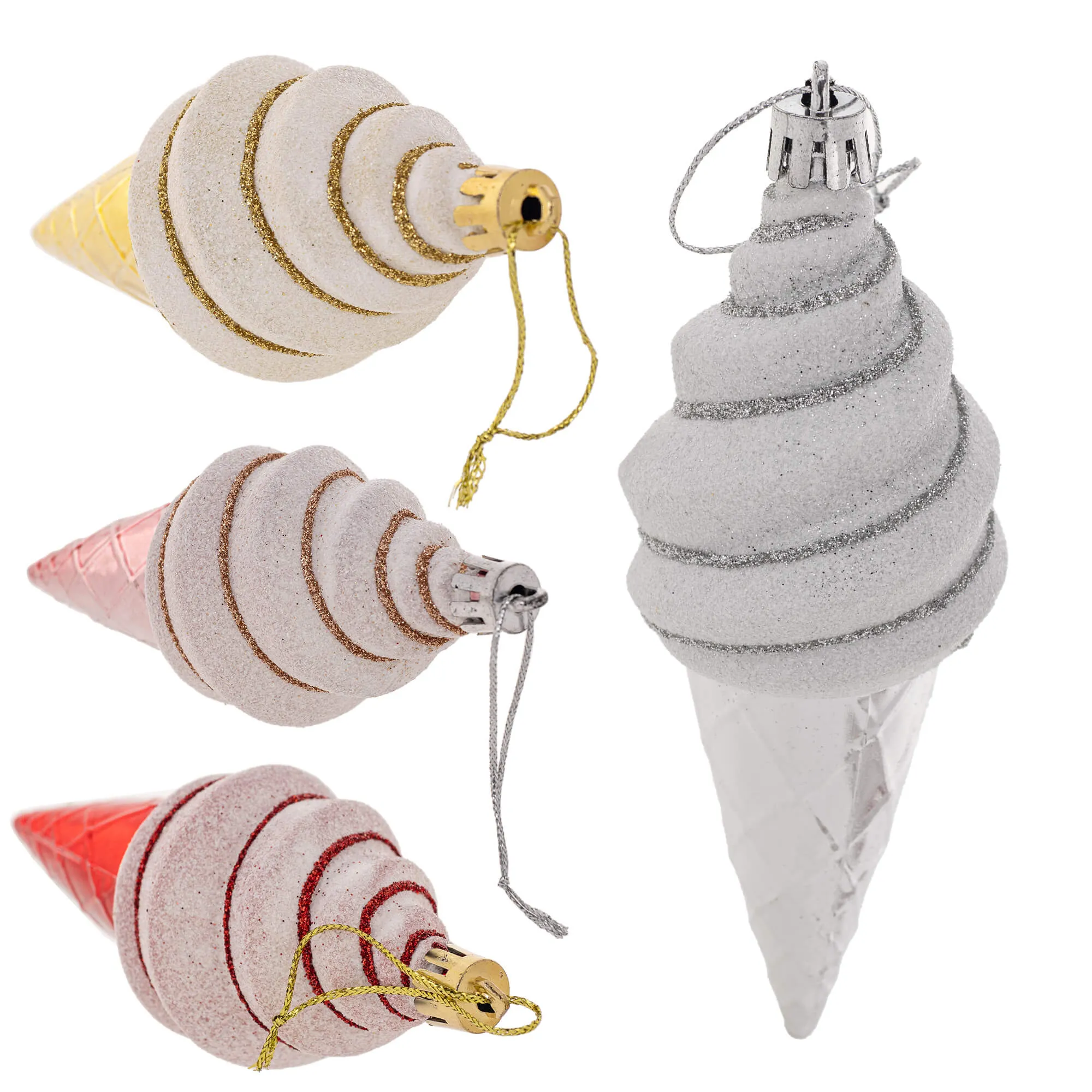 Abos kalėdinių eglutės papuošalų rinkinys, 4 vnt., ledai