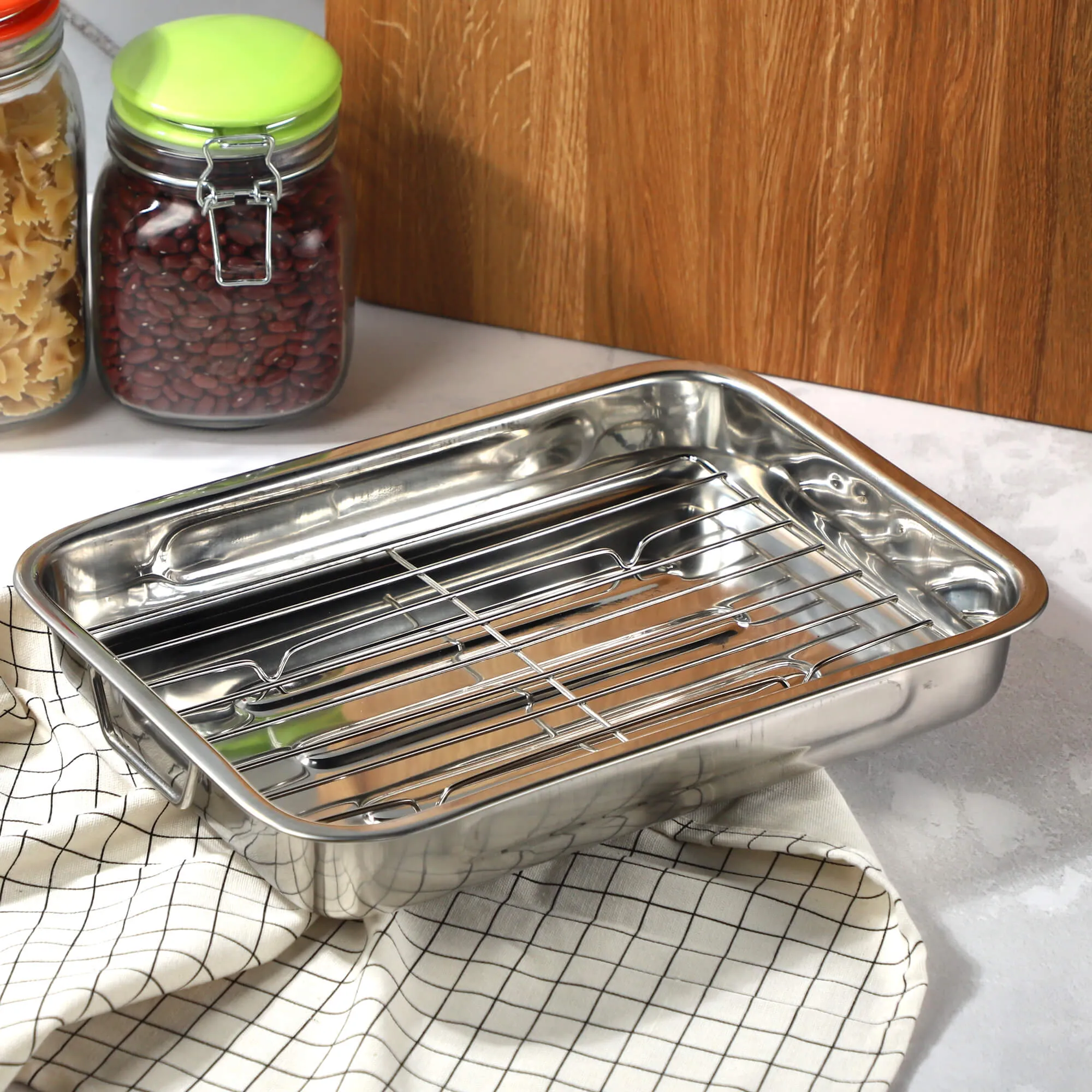 35 cm skersmens plieninė kepimo skarda su grotelėmis „Motte“