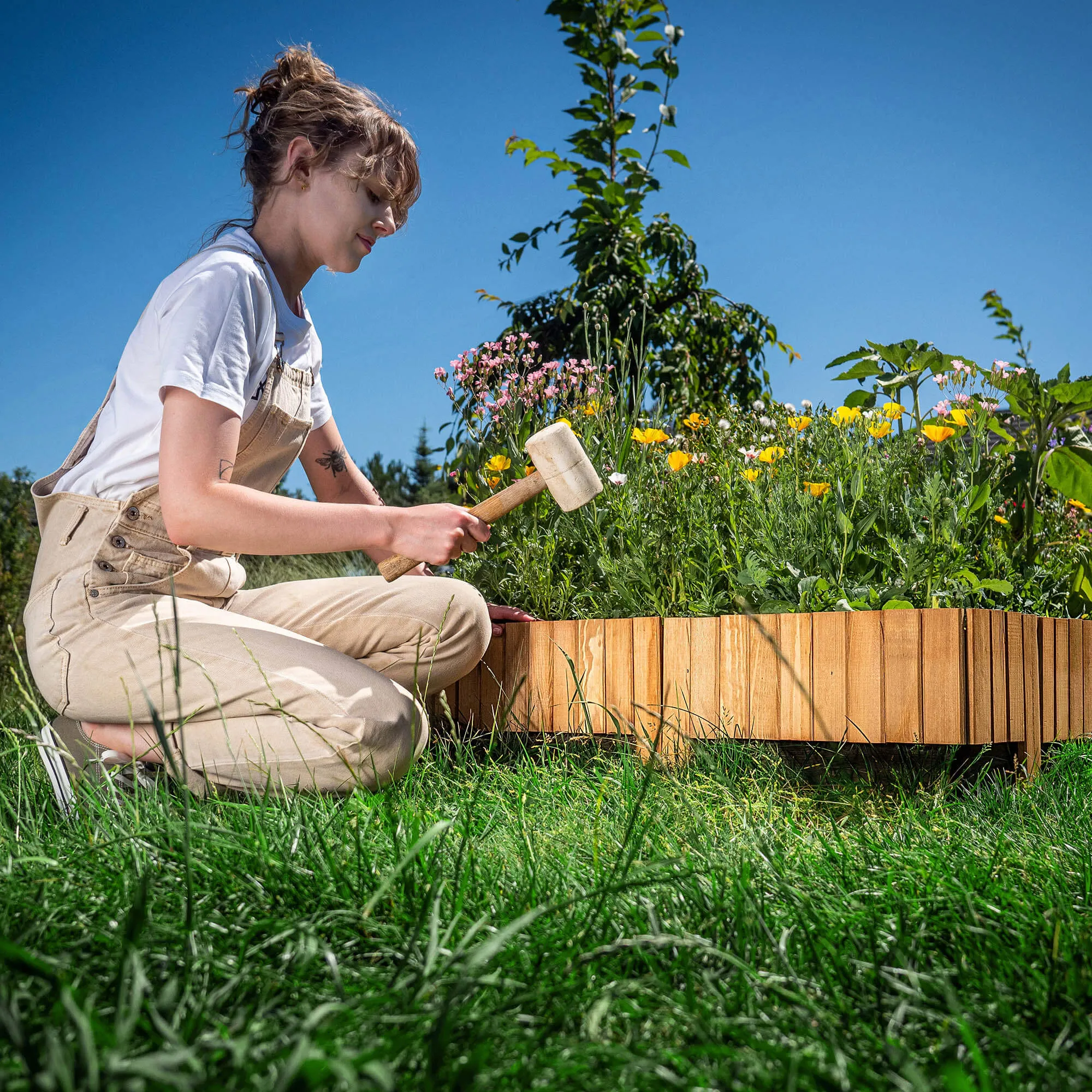 Medinė ritininė tvora Ansjo, apvadu, 115 x 15 cm, ąžuolas