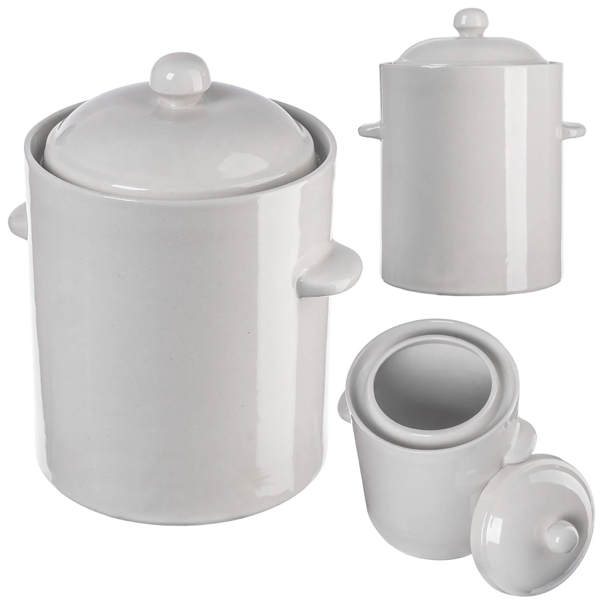 Athena 5 l sandarus keraminis puodas su kreminiu dangčiu