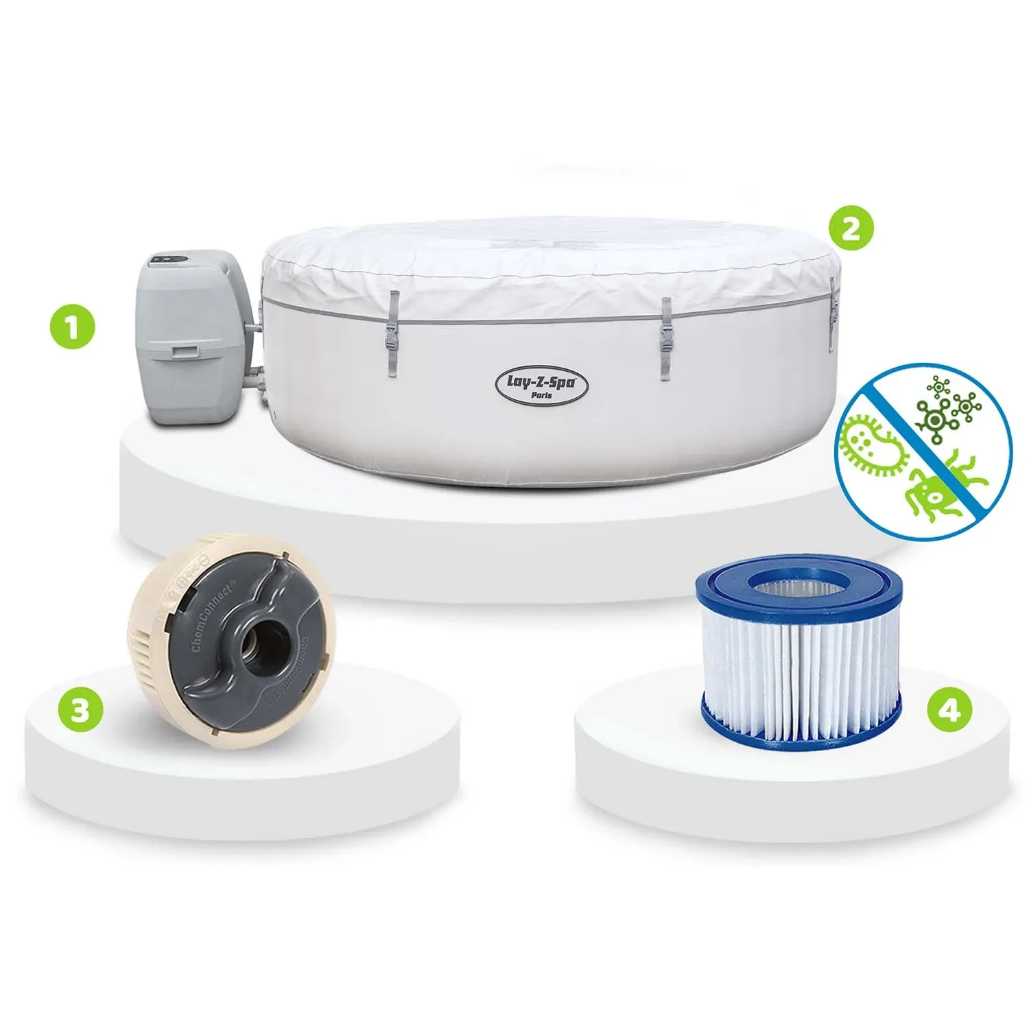 Pripučiama SPA vonia „Lay-Z Paris“, skirta 6 asmenims, „Bestway“, 60013 - nuotrauka 1