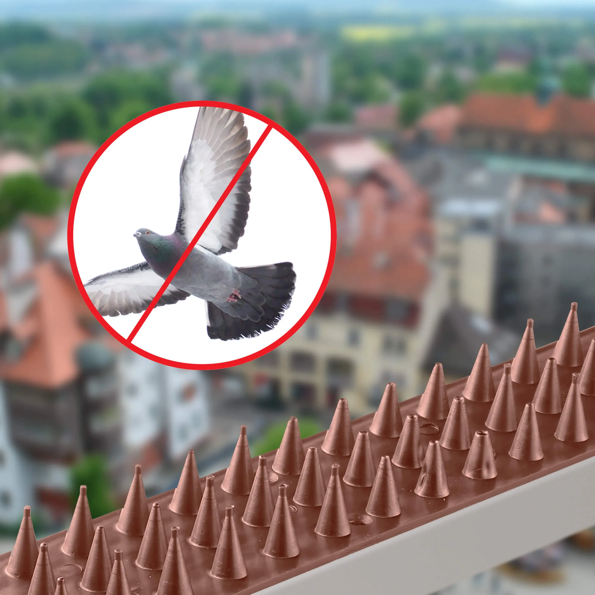 Tosta plastikiniai spygliai nuo paukščių, 50 cm, rudi, 1 vnt.