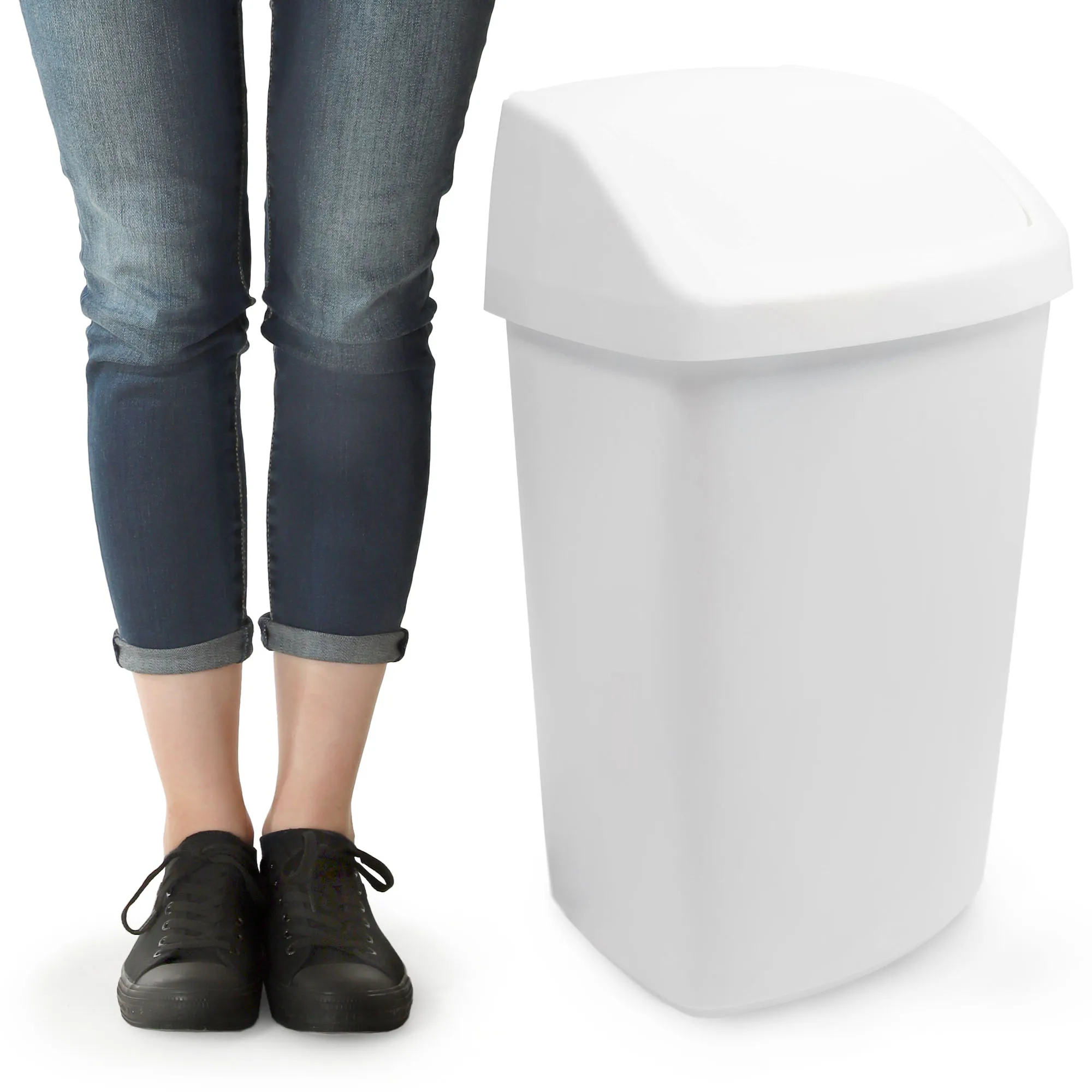 Curver šiukšliadėžė su atlenkiamu viršumi, balta, 10 l