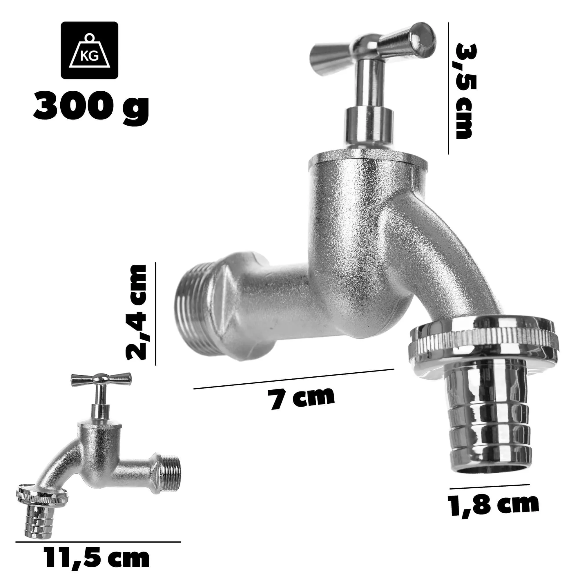 Sodo čiaupas 3/4 colio „Rolfo“ nikeliuotas žalvaris, sidabro spalvos
