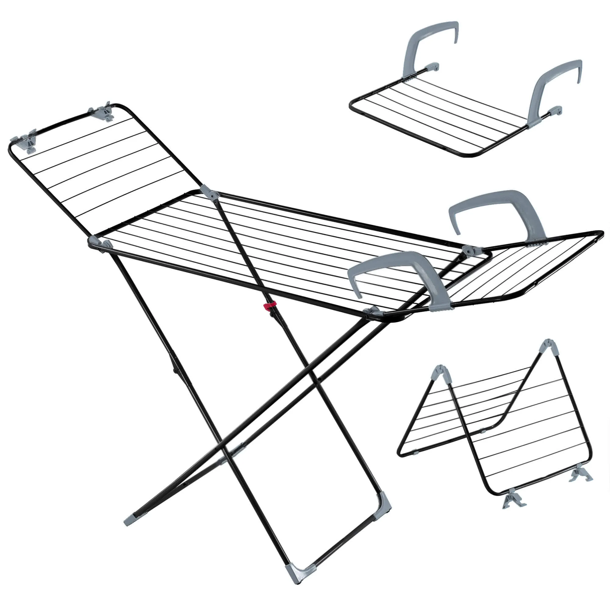Sava 3 viename pastatoma drabužių džiovyklė, 168 cm, juoda
