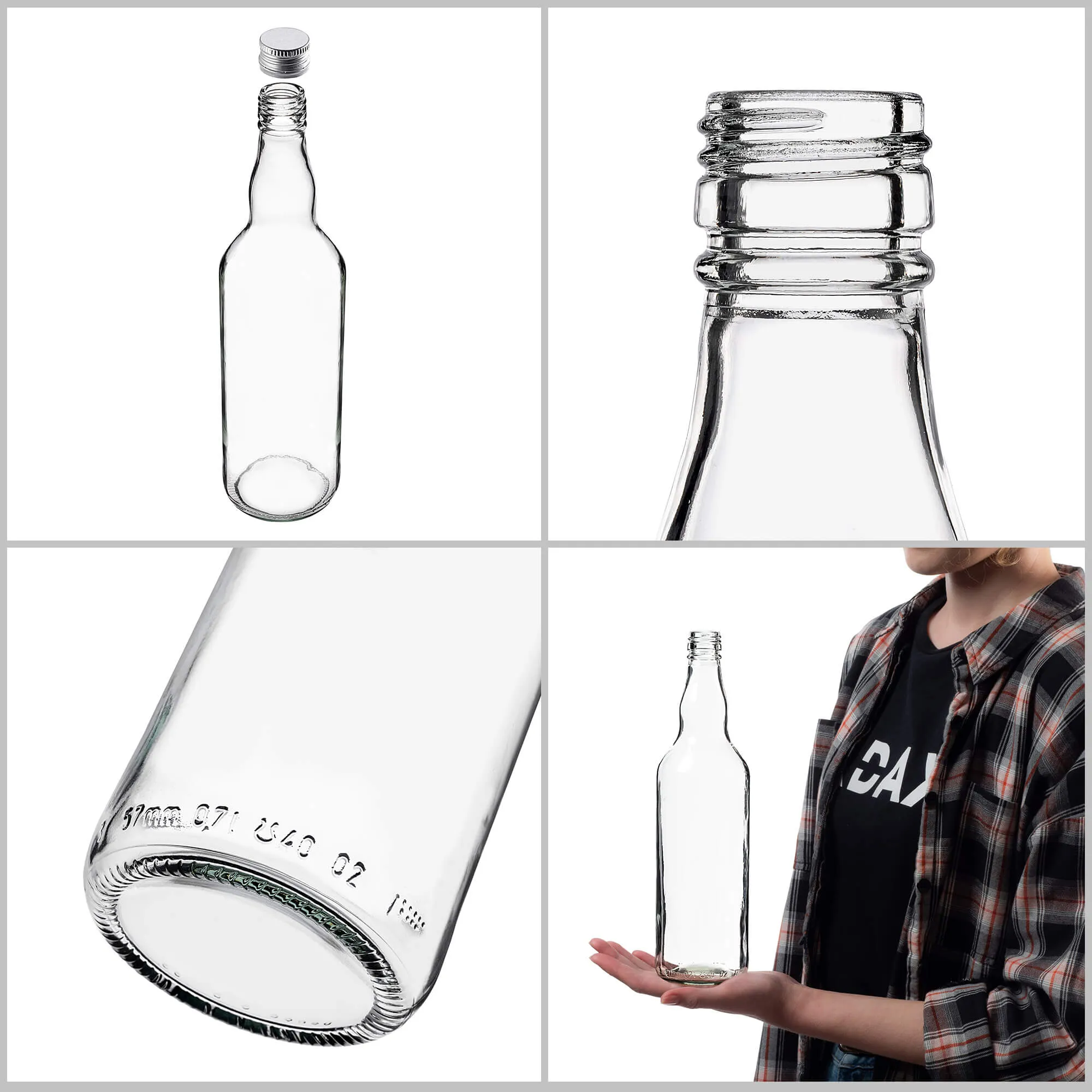 Monopol stikliniai buteliai 700 ml su sidabriniu dangteliu, 5 vnt.