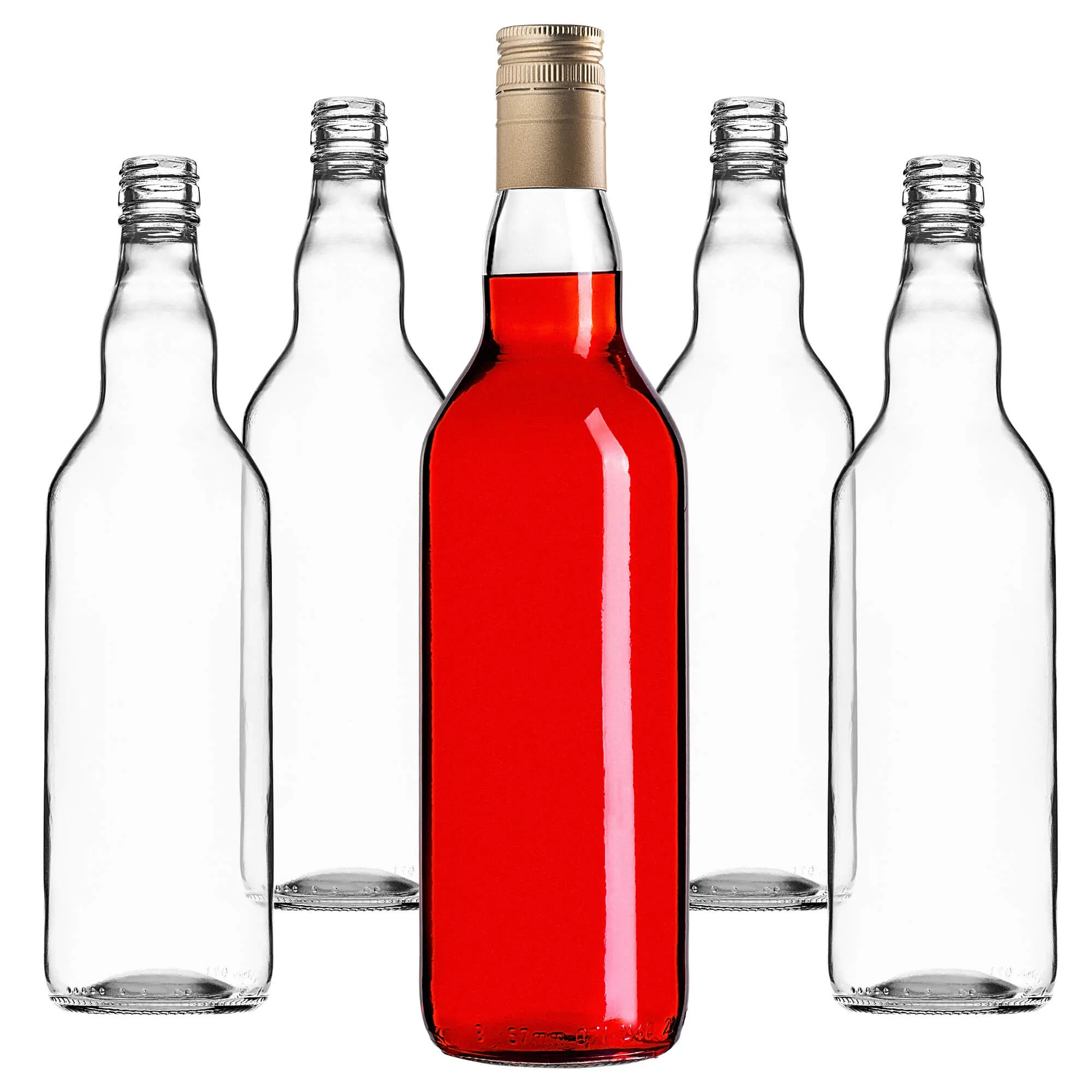 Monopol stikliniai buteliai 700 ml su ilgu auksiniu dangteliu, 40 vnt.