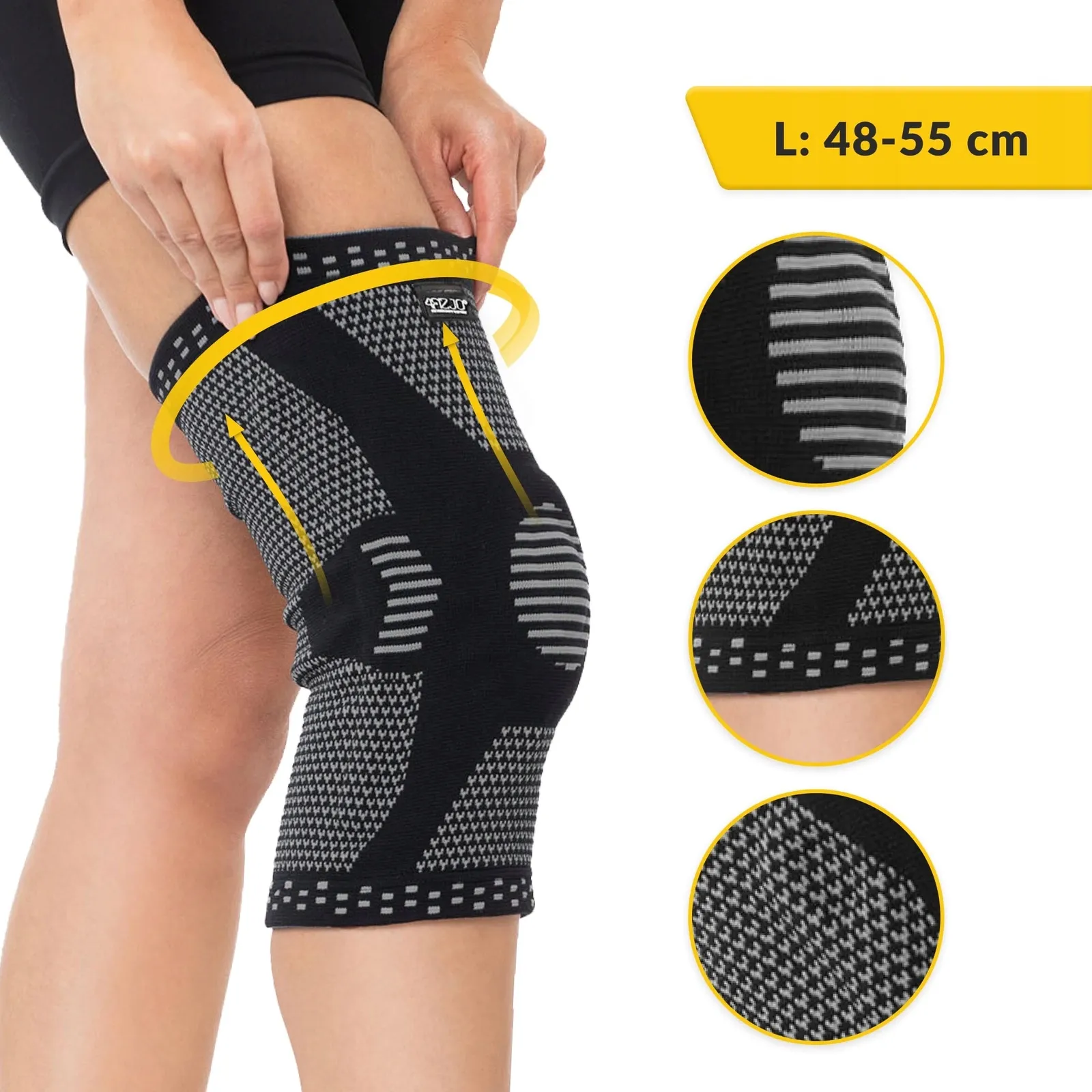 Elastinis kelio įtvaras su girnelės stabilizavimu L pilkas