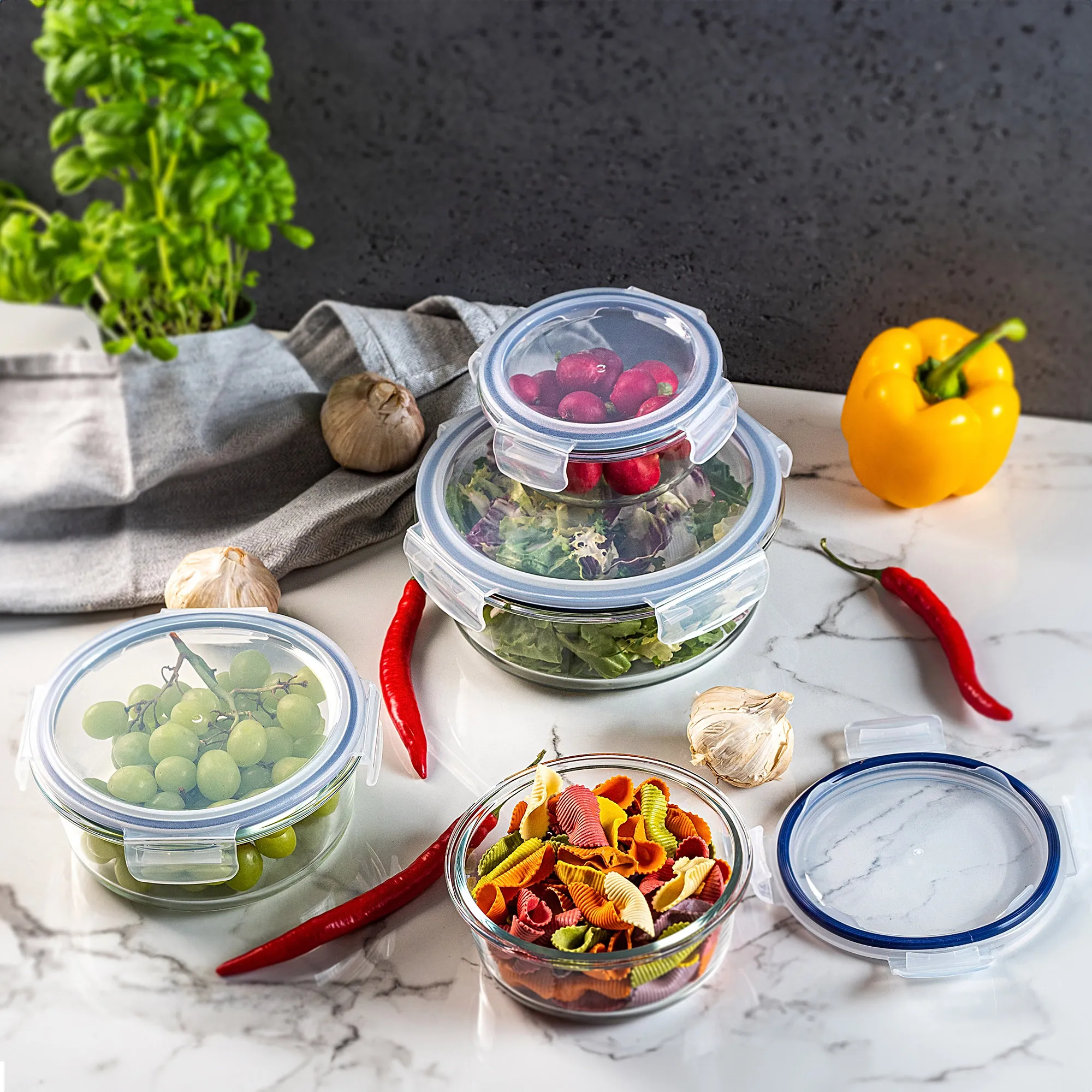 „Athie“ 950 ml apvalus stiklinis maisto indas