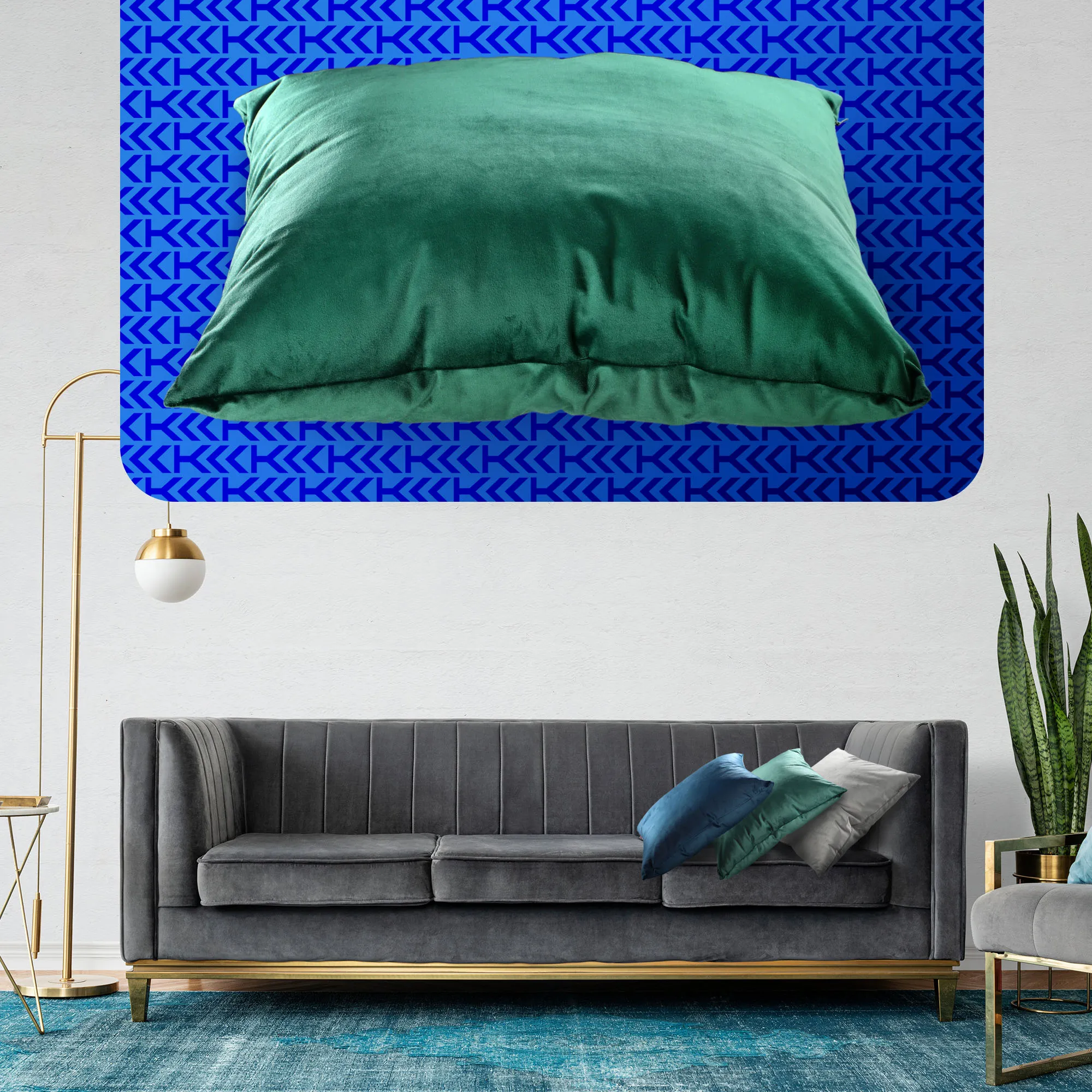 Dekoratyvinė aksominė pagalvė, žalia