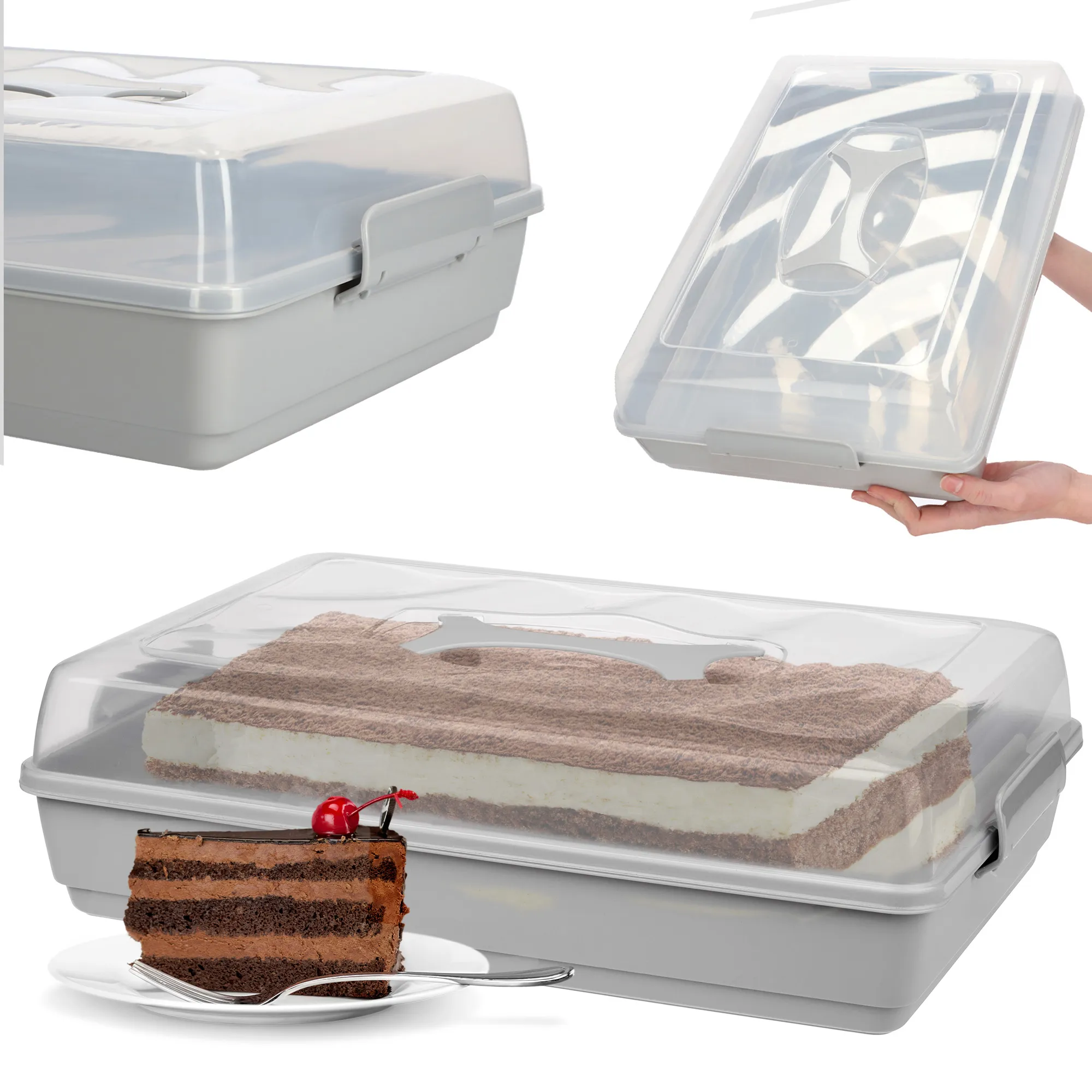 Ovada torto indas su dangteliu ir įdėklu, 43×30 cm, pilkas