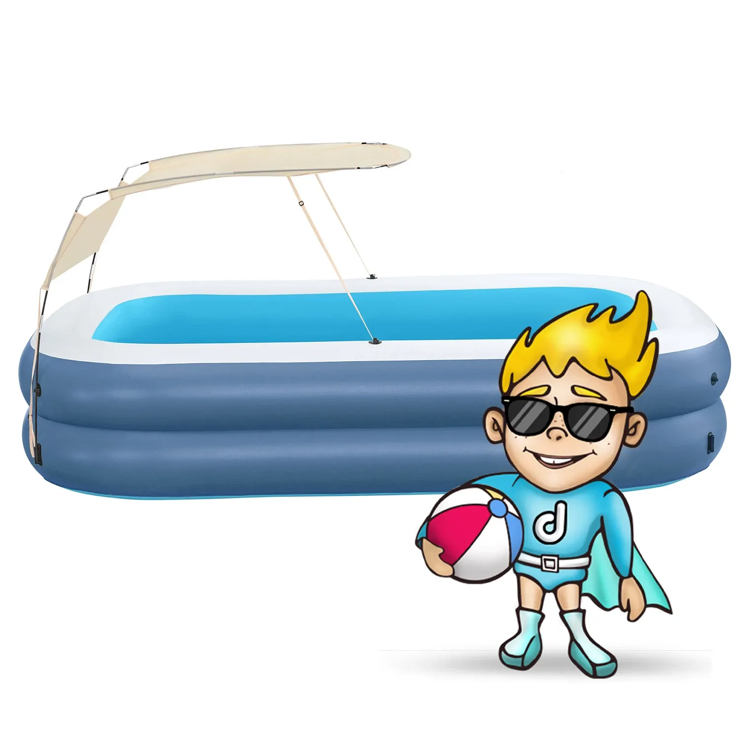 Pripučiamas šeimos baseinas su stogu 254 x 174 x 140 cm Bestway 54449 - nuotrauka 1