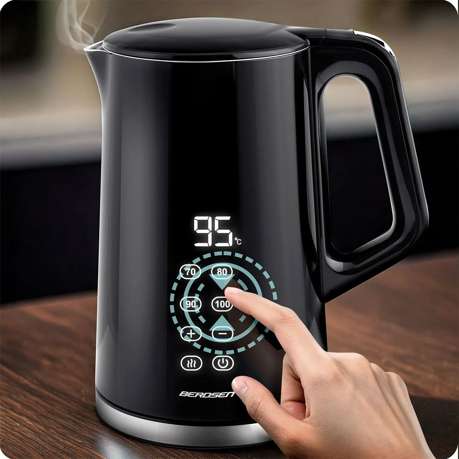Berdsen BD-71 elektrinis virdulys 1,7 l, juodos ir sidabrinės spalvos - nuotrauka 1