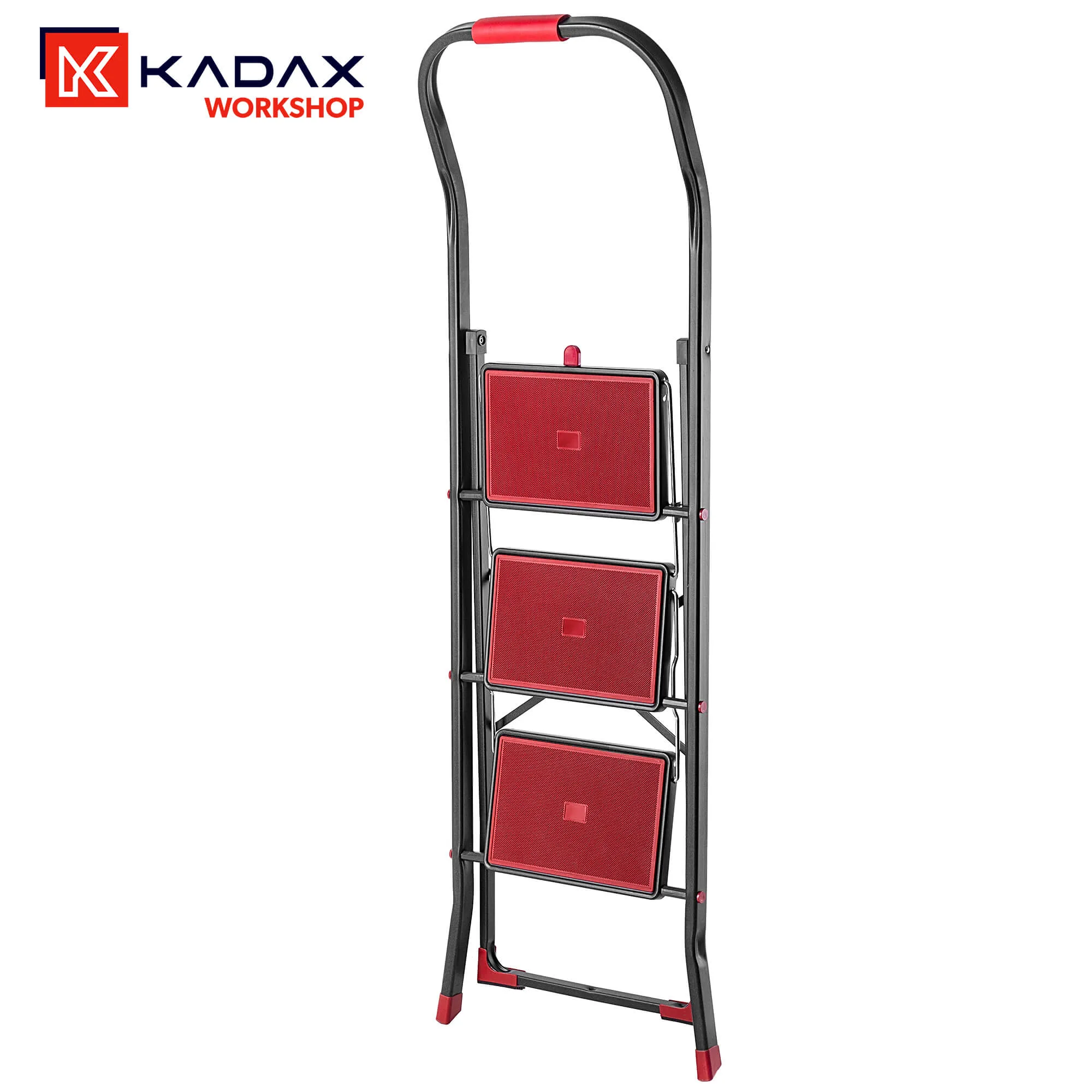 Oulu plieninės kopėčios su platforma, 3 pakopų, 150 kg