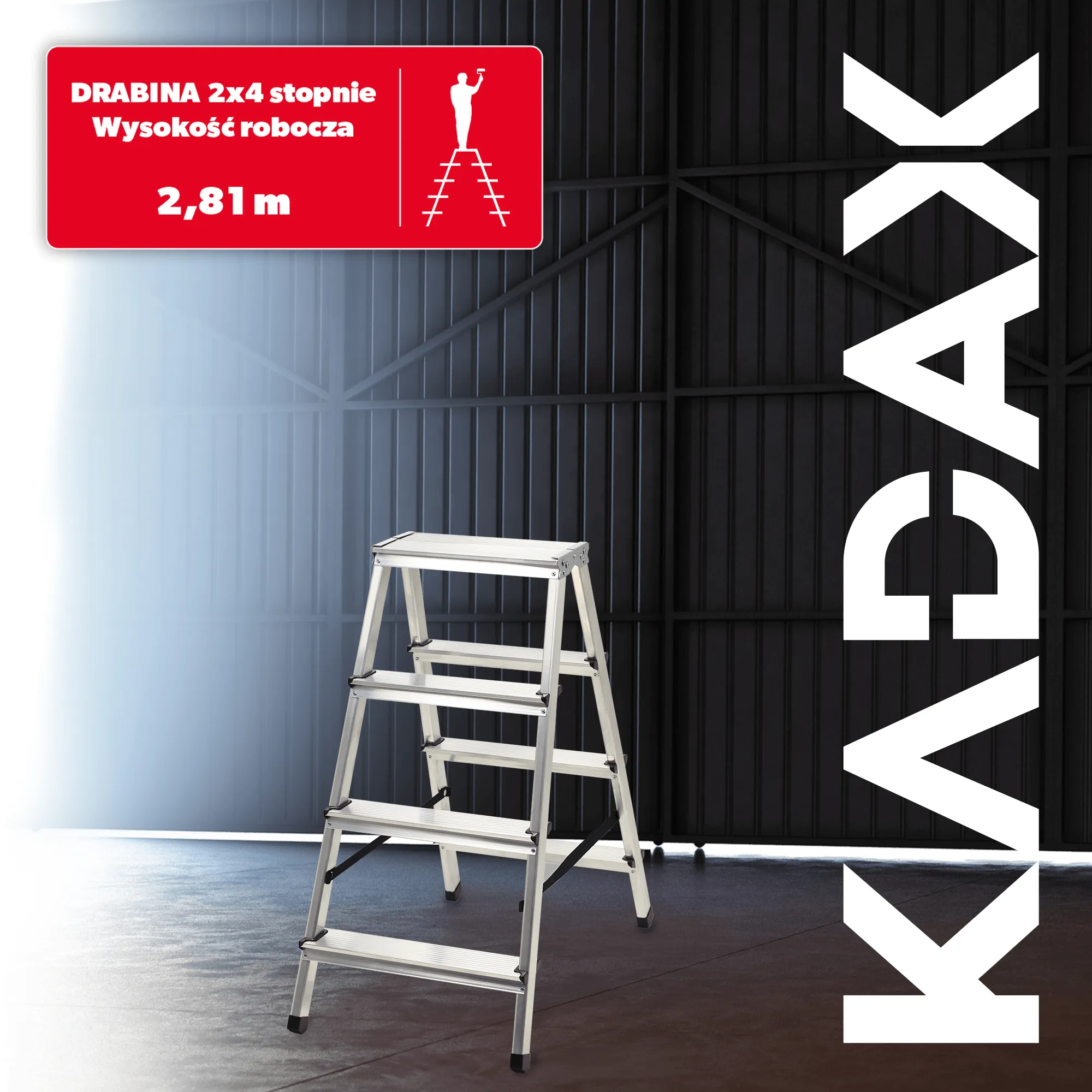 Molde aliuminio kopėčios su platforma, 4 pakopų, 125 kg