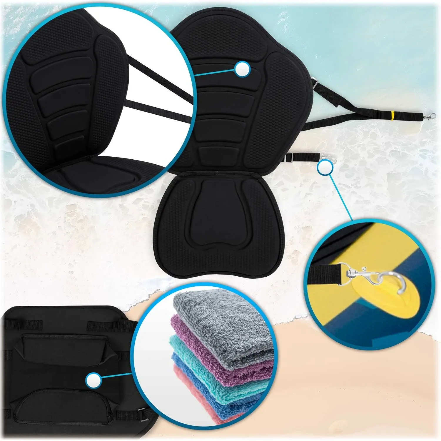 Juoda putplasčio sėdynė SUP lentai - nuotrauka 1