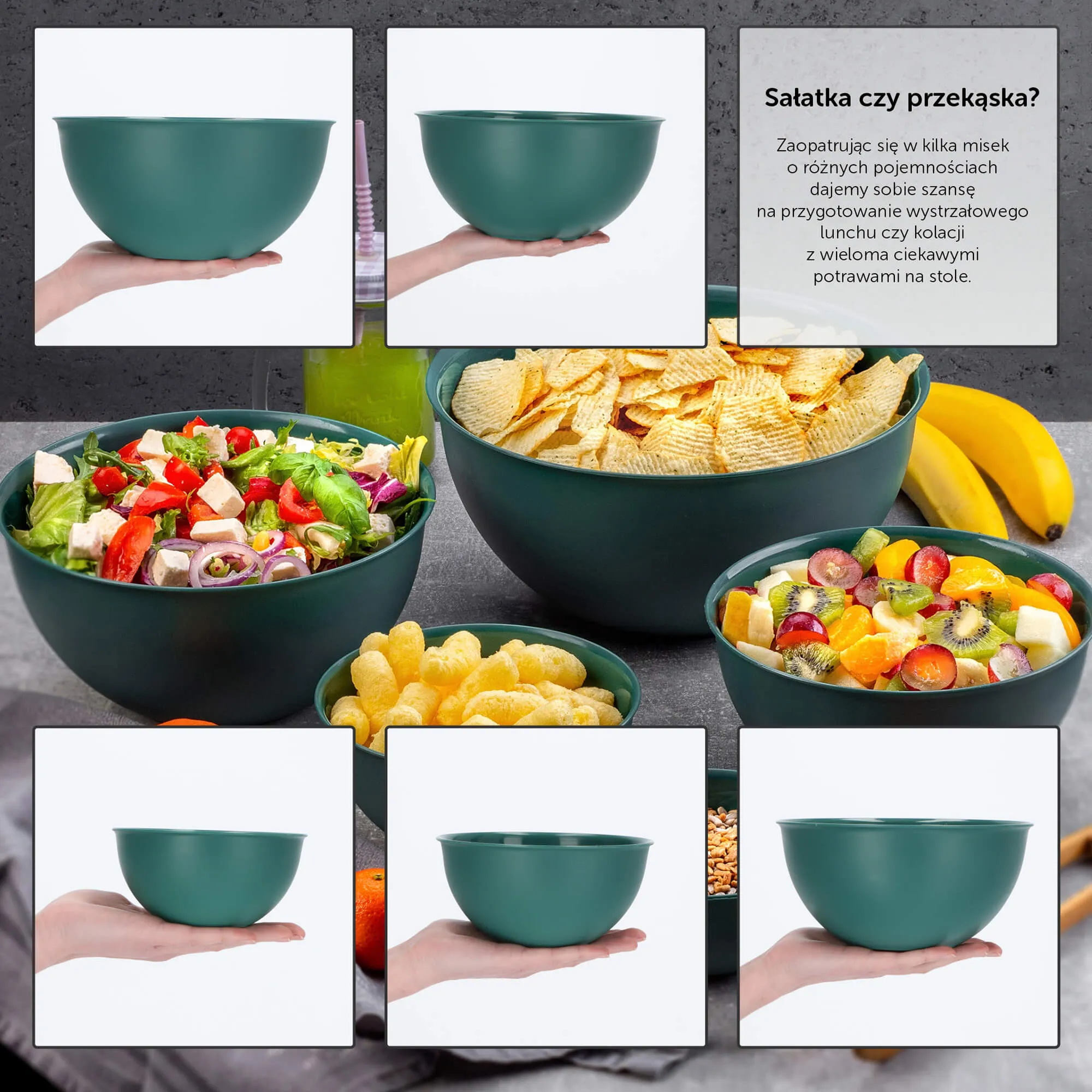 Musano 2L plastikinis virtuvės dubuo, žalias
