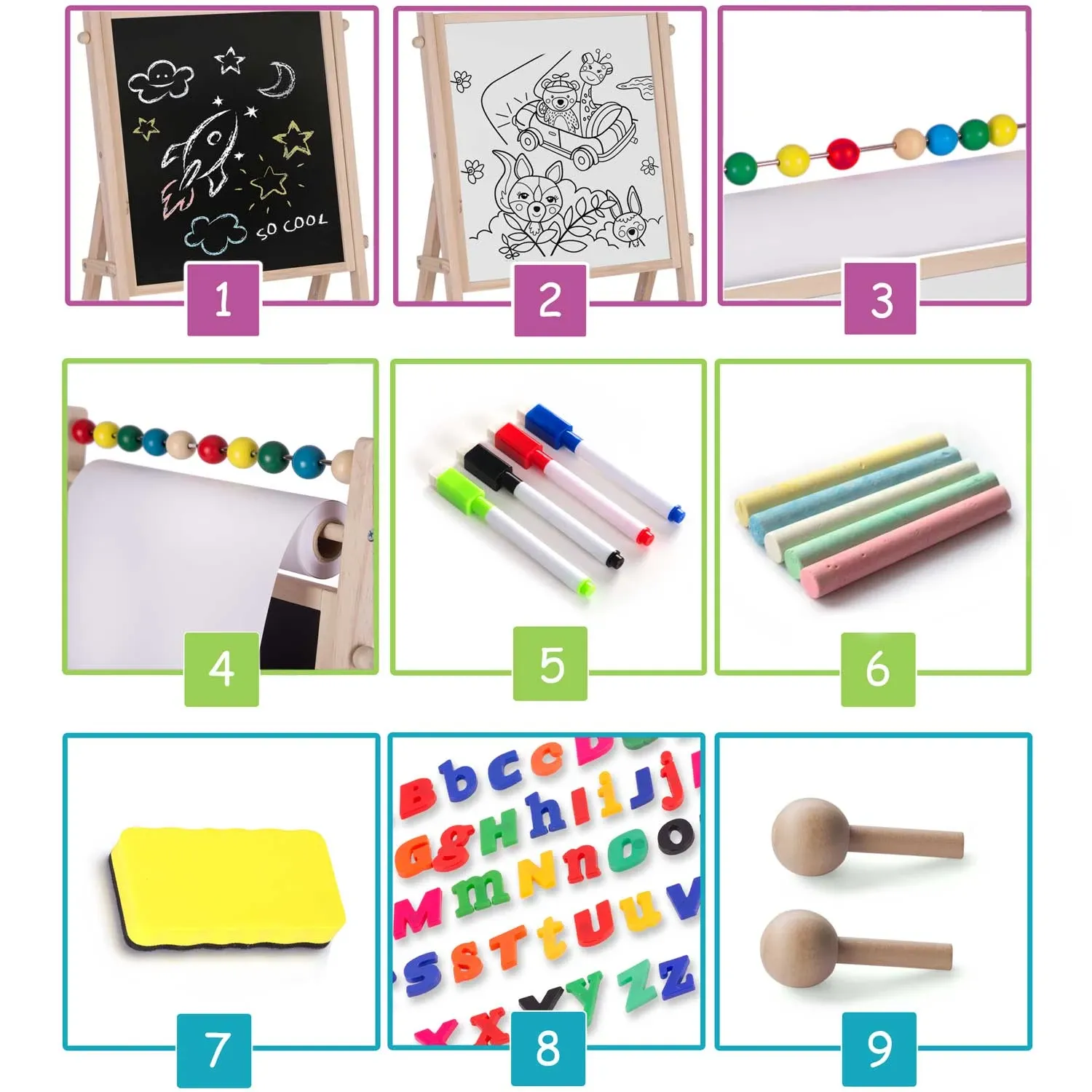 „Ricokids“ magnetinė kreidinė lenta, besisukanti - nuotrauka 1