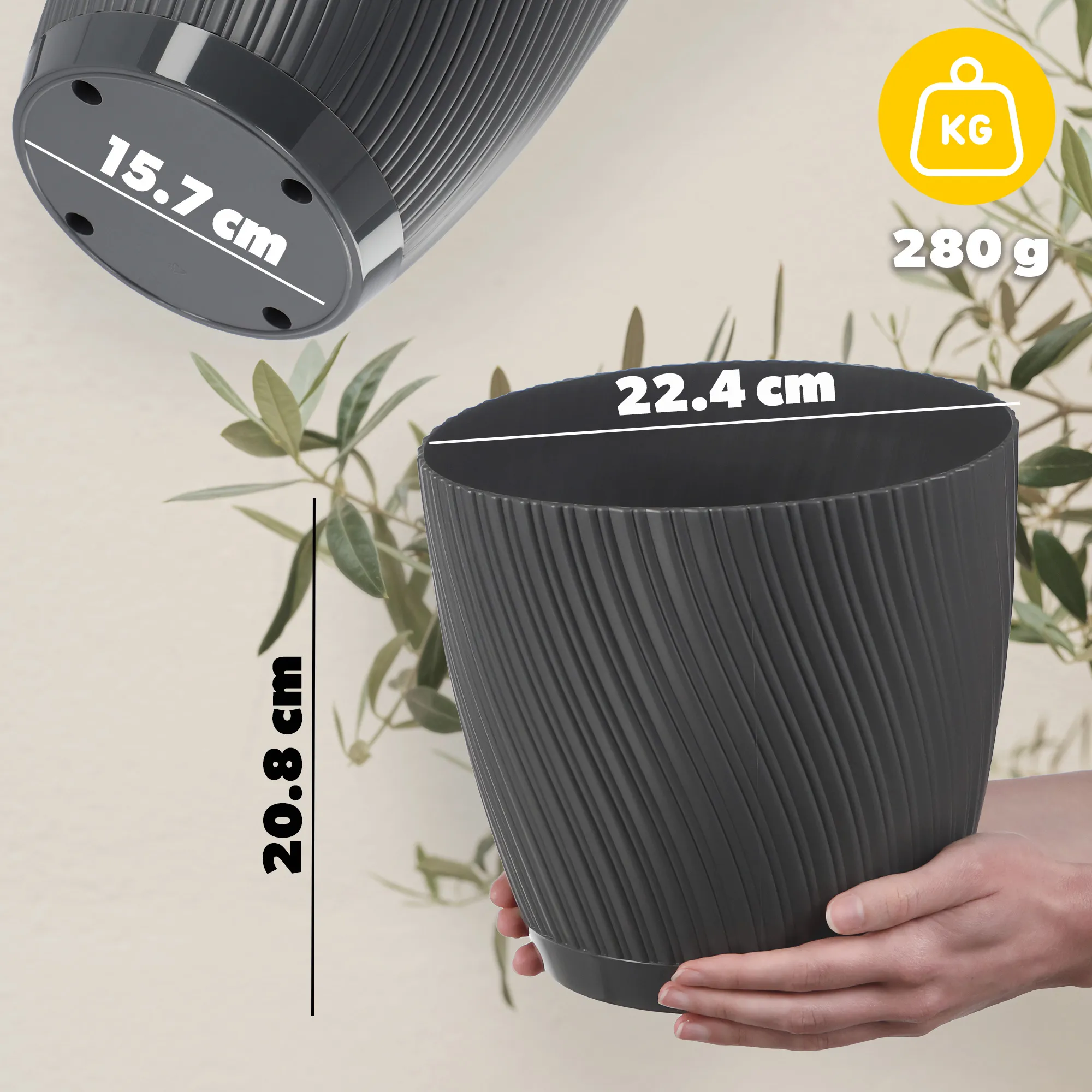 Tubas vazonas su lėkštute 23 cm