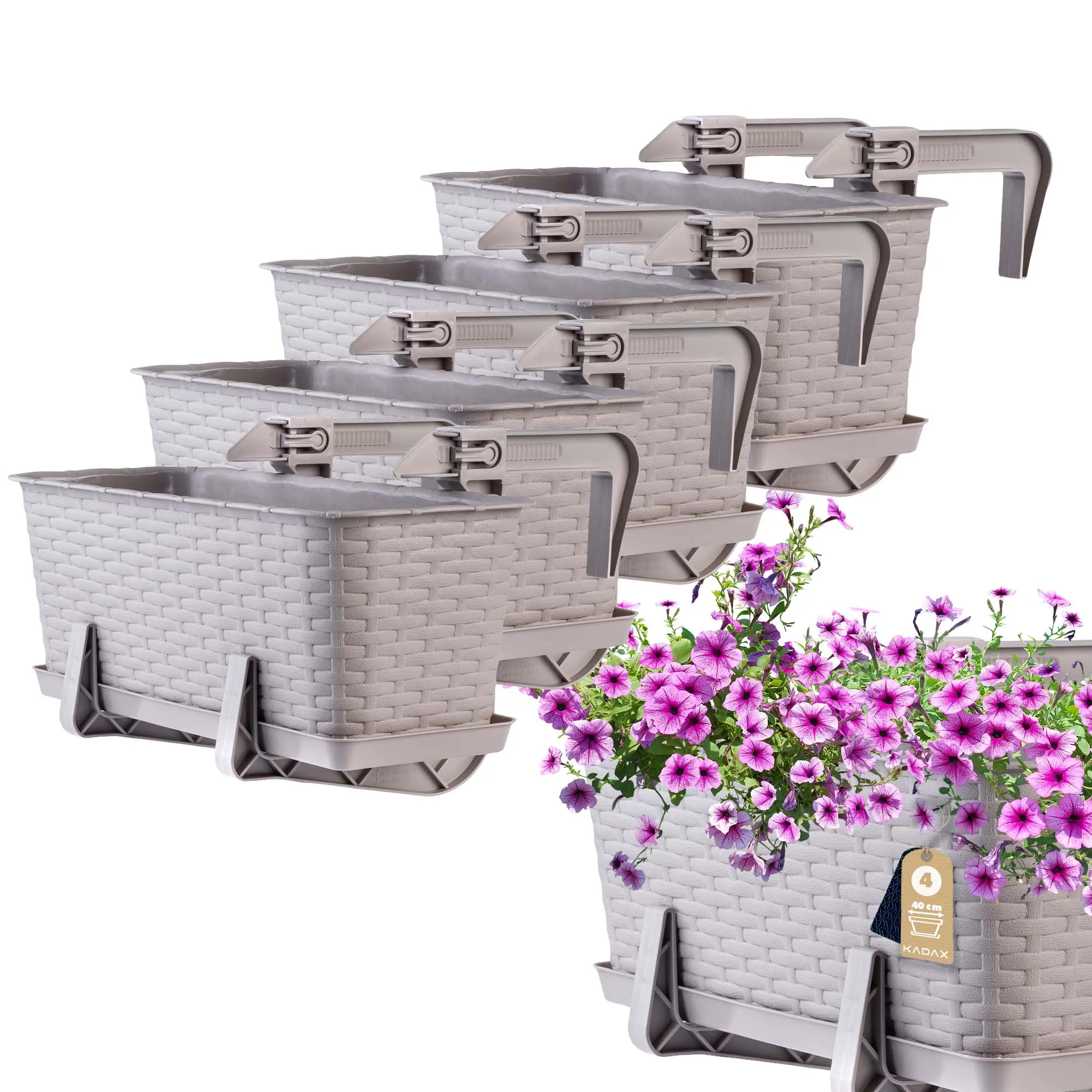 Balkono dėžutė su rankenėlėmis Castro karamelė 40 cm