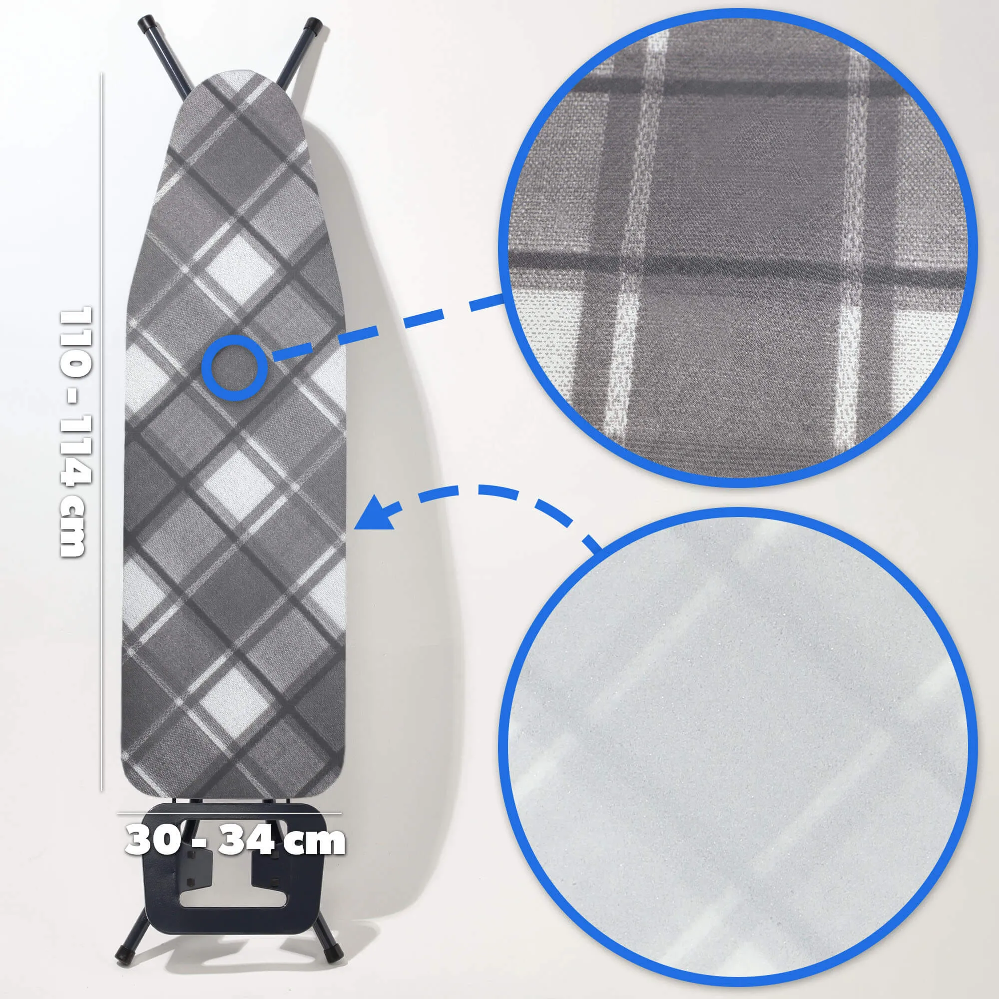 Cano lyginimo lentos užvalkalas, 138x48cm, tamprus pagrindas, pilkas, languotas