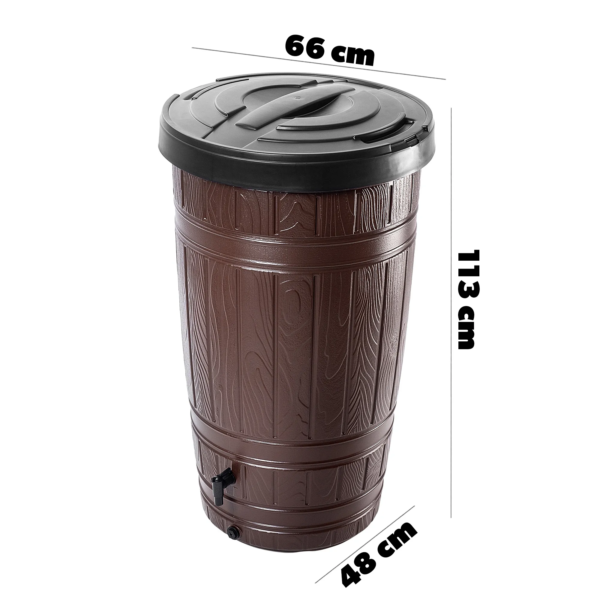 Onigo 265 l lietaus vandens bakas + prijungimo komplektas, rudas