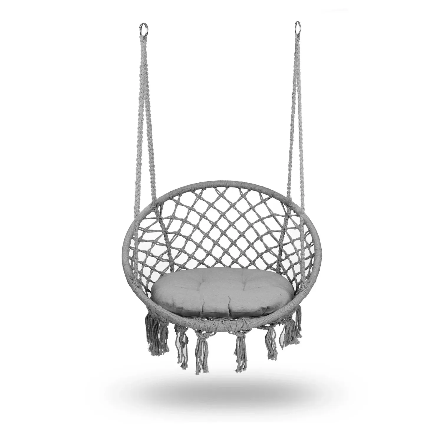 Pakabinamos sodo sūpynės BOHO pilkos + pagalvė - nuotrauka 1